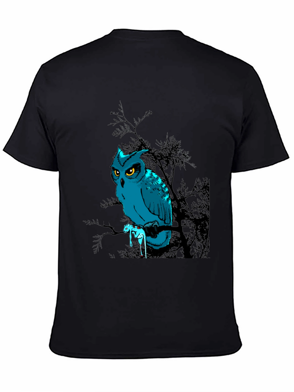 Owl Graphic Print Black T-Shirt