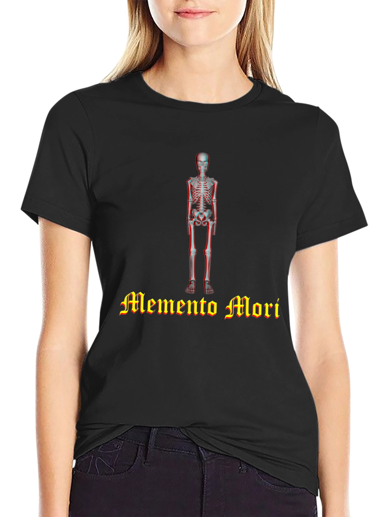 Memento Mori Skeleton Graphic Black T-Shirt