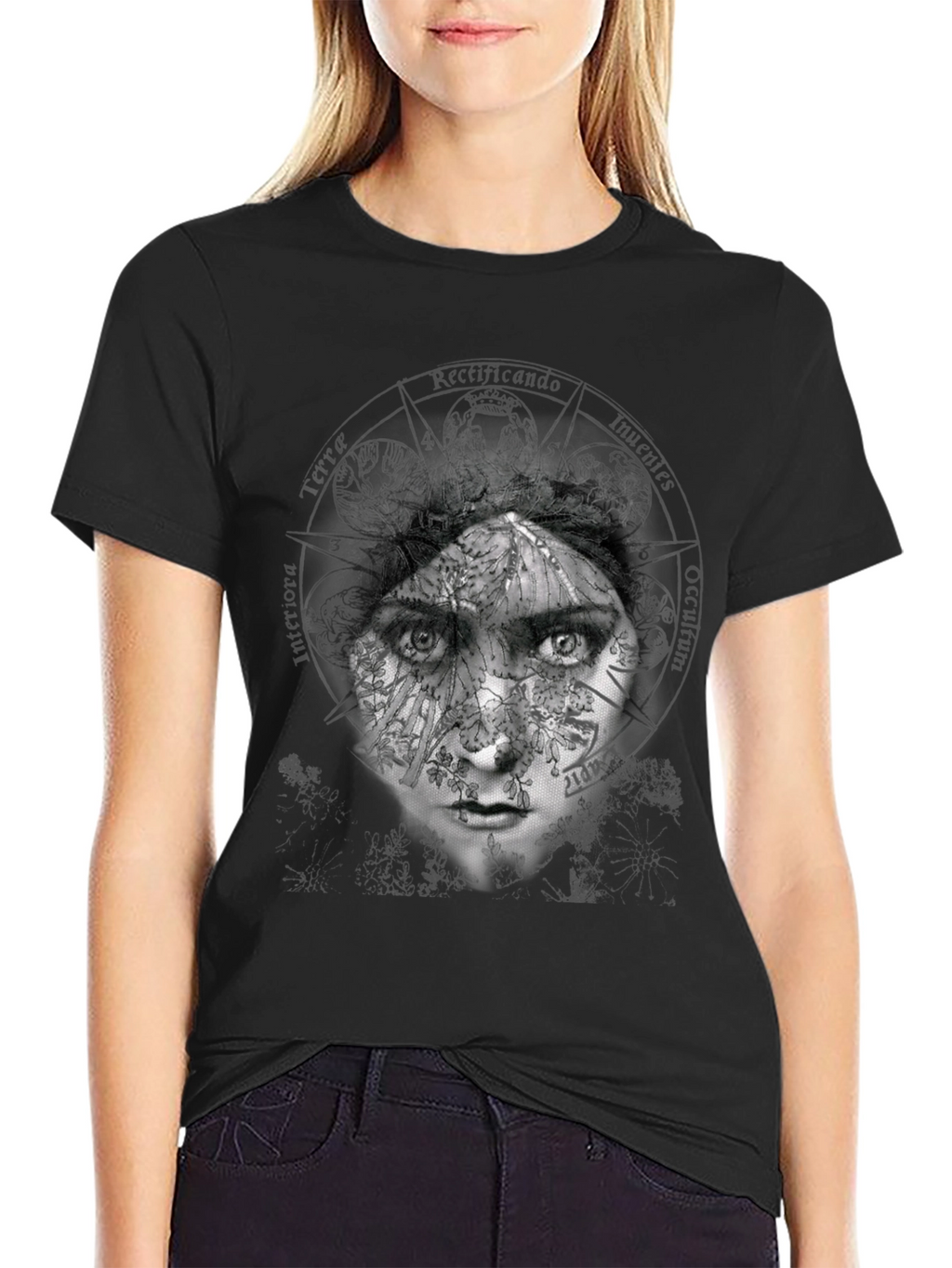 Abstract Face Graphic Print Crew Neck T-Shirt
