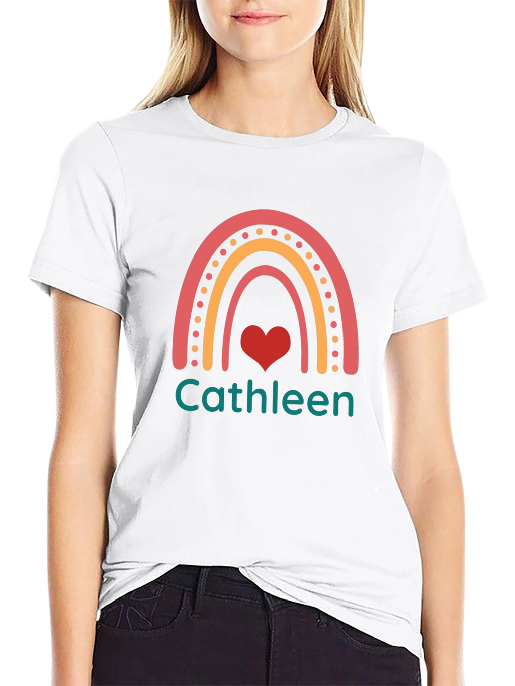 Cathleen Rainbow Heart Personalized T-Shirt