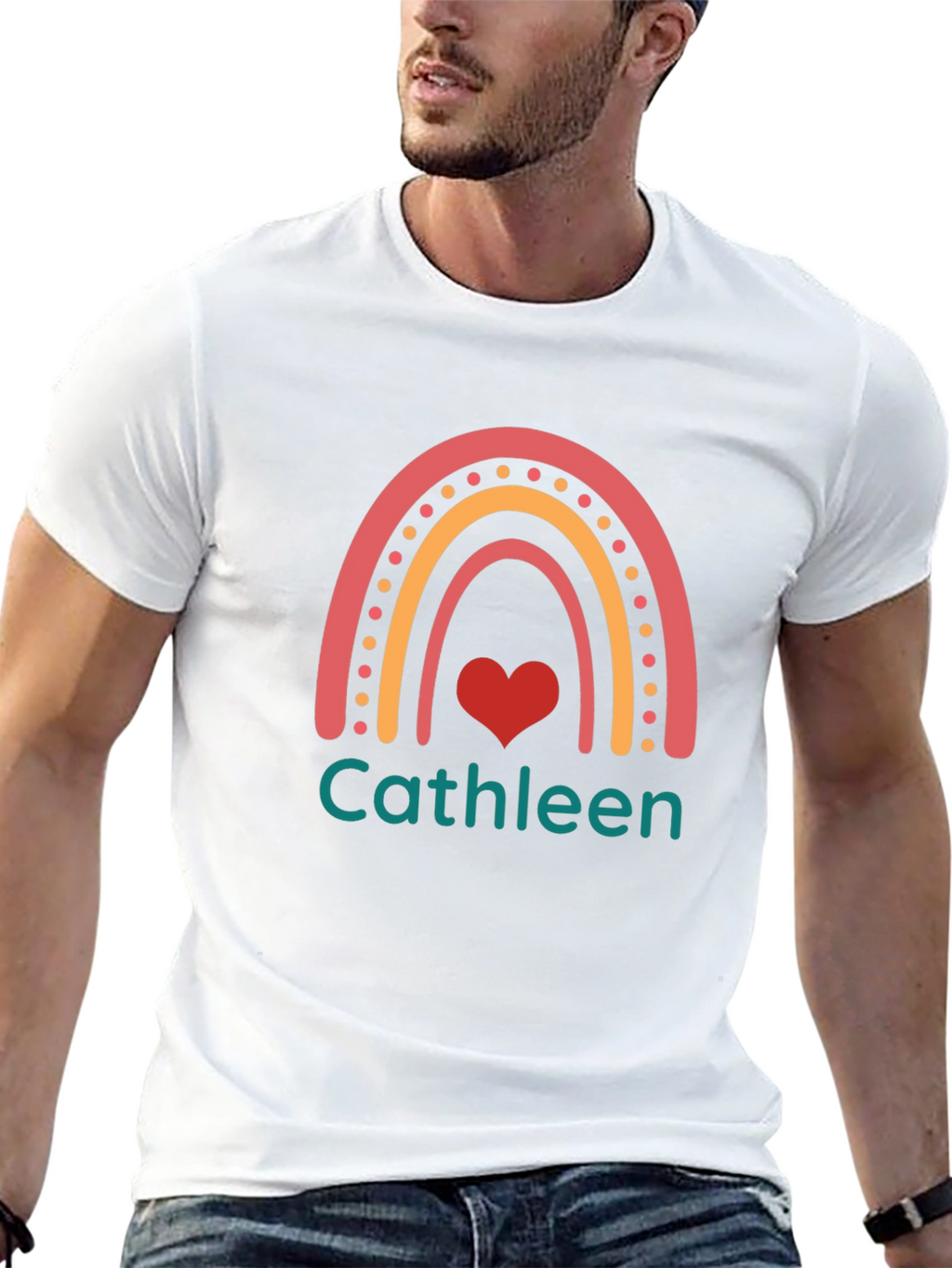 Cathleen Rainbow Heart Personalized T-Shirt
