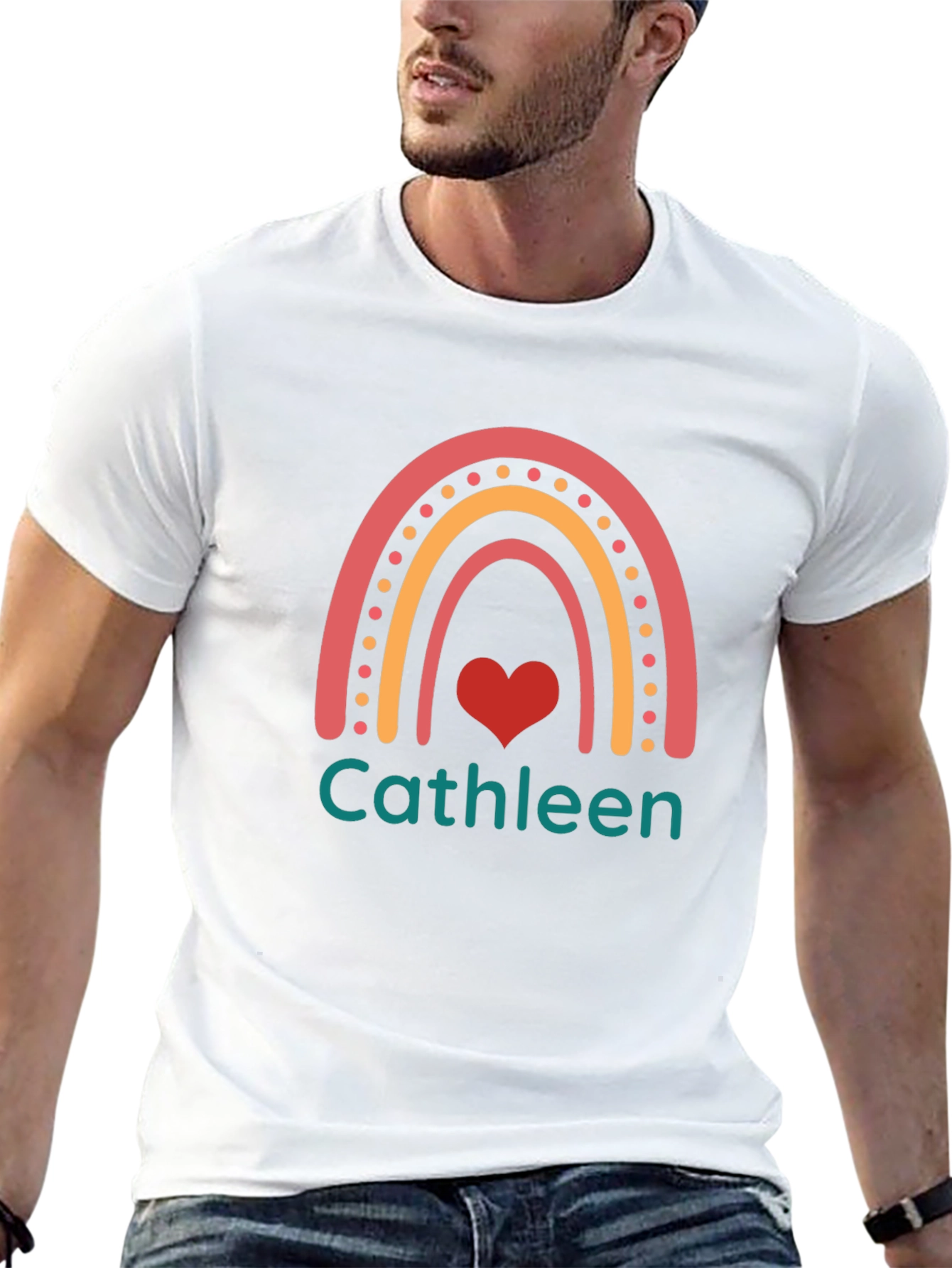 Cathleen Rainbow Heart Personalized T-Shirt