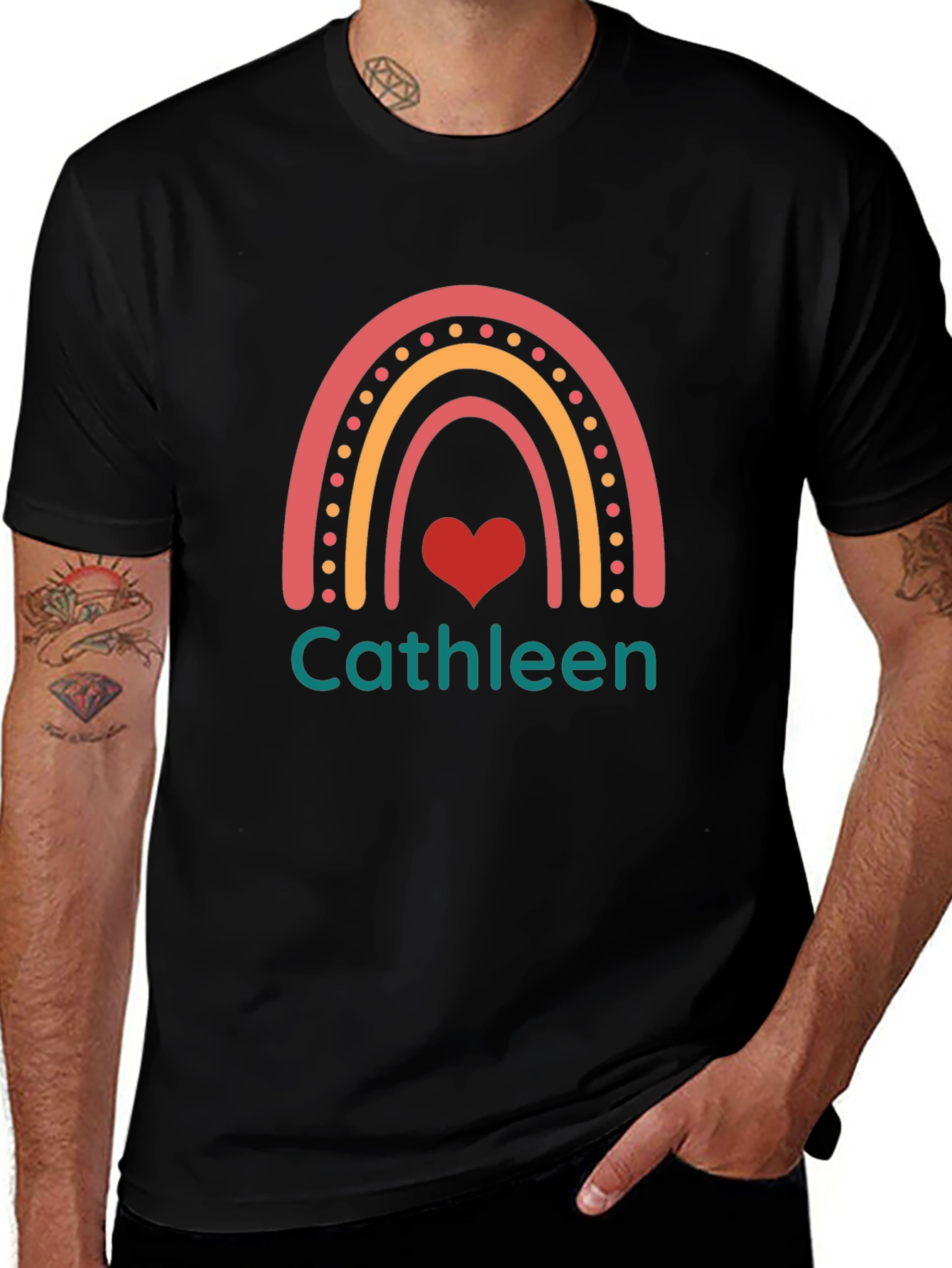 Cathleen Rainbow Heart Personalized T-Shirt