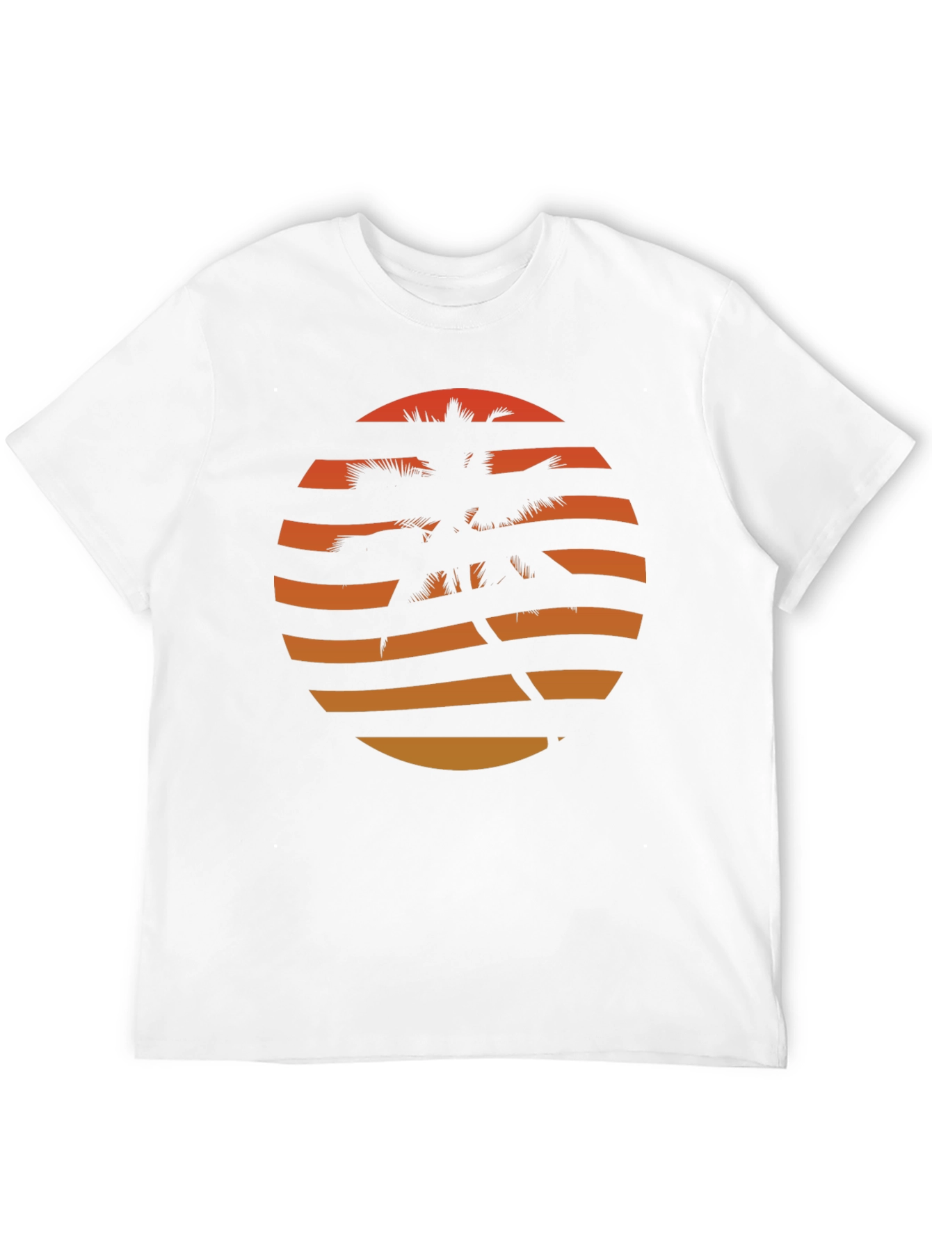 Retro Sunset Palm Tree Graphic Tee - Black