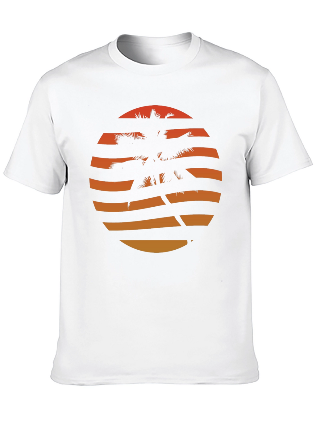 Retro Sunset Palm Tree Graphic Tee - Black