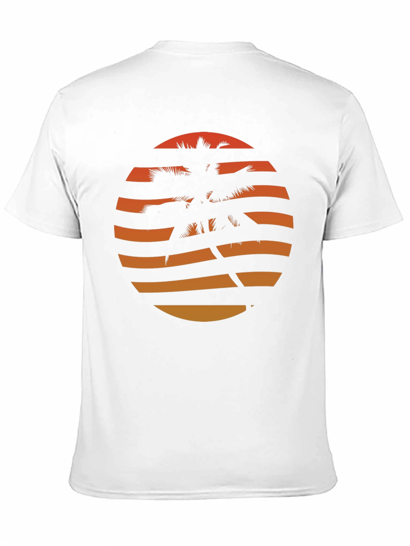 Retro Sunset Palm Tree Graphic Tee - Black
