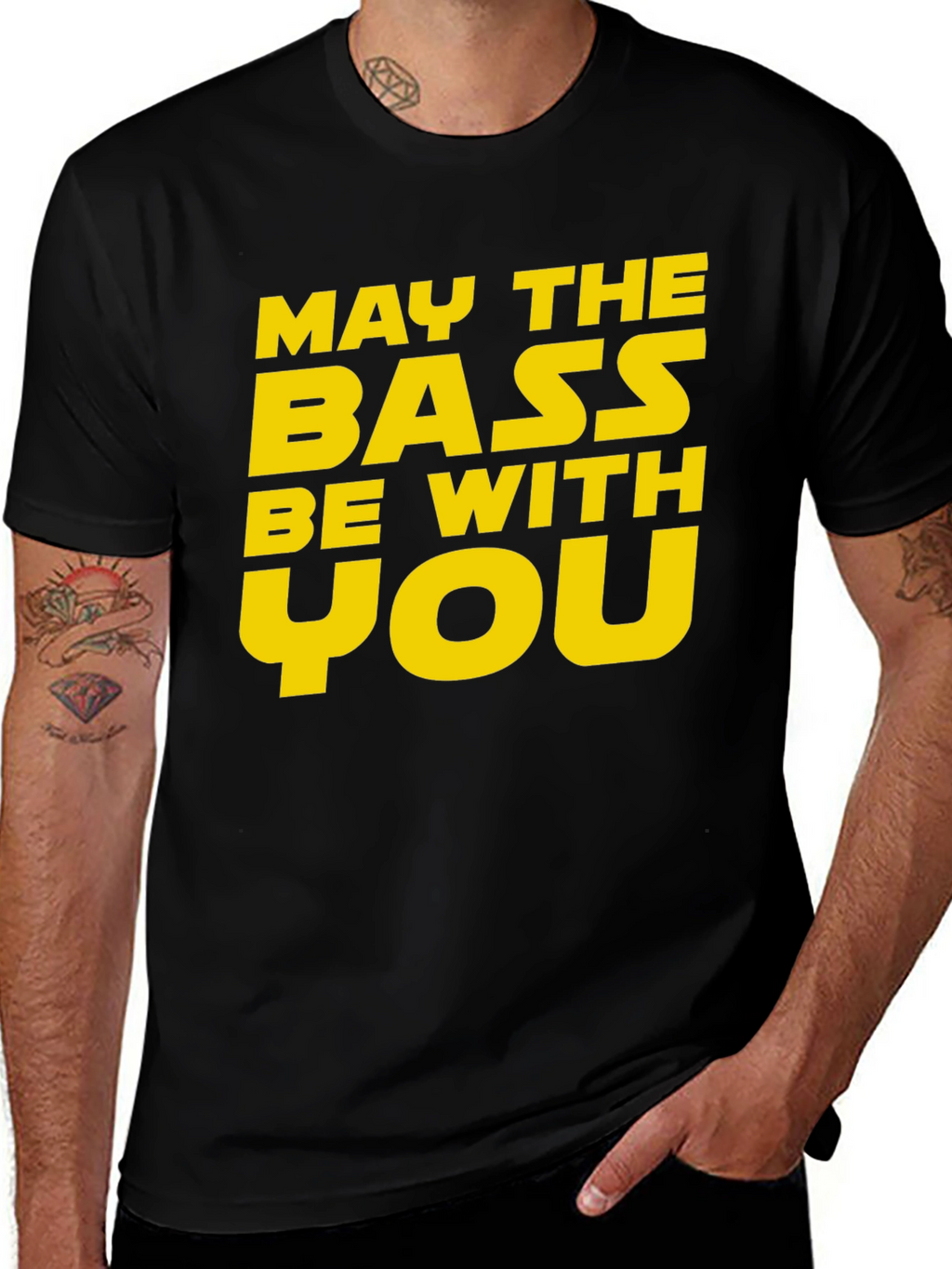 May The Bass Be With You Black T-Shirt