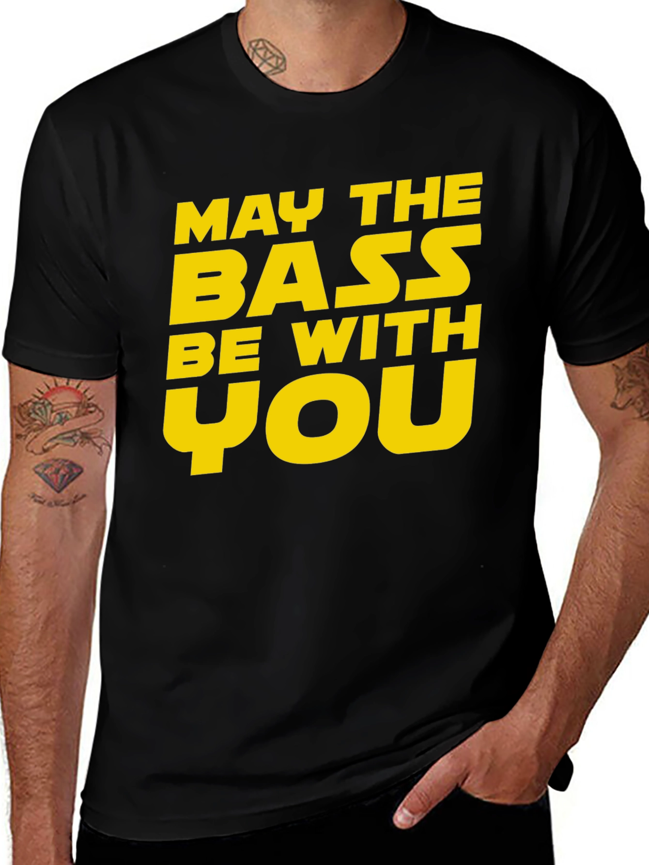 May The Bass Be With You Black T-Shirt