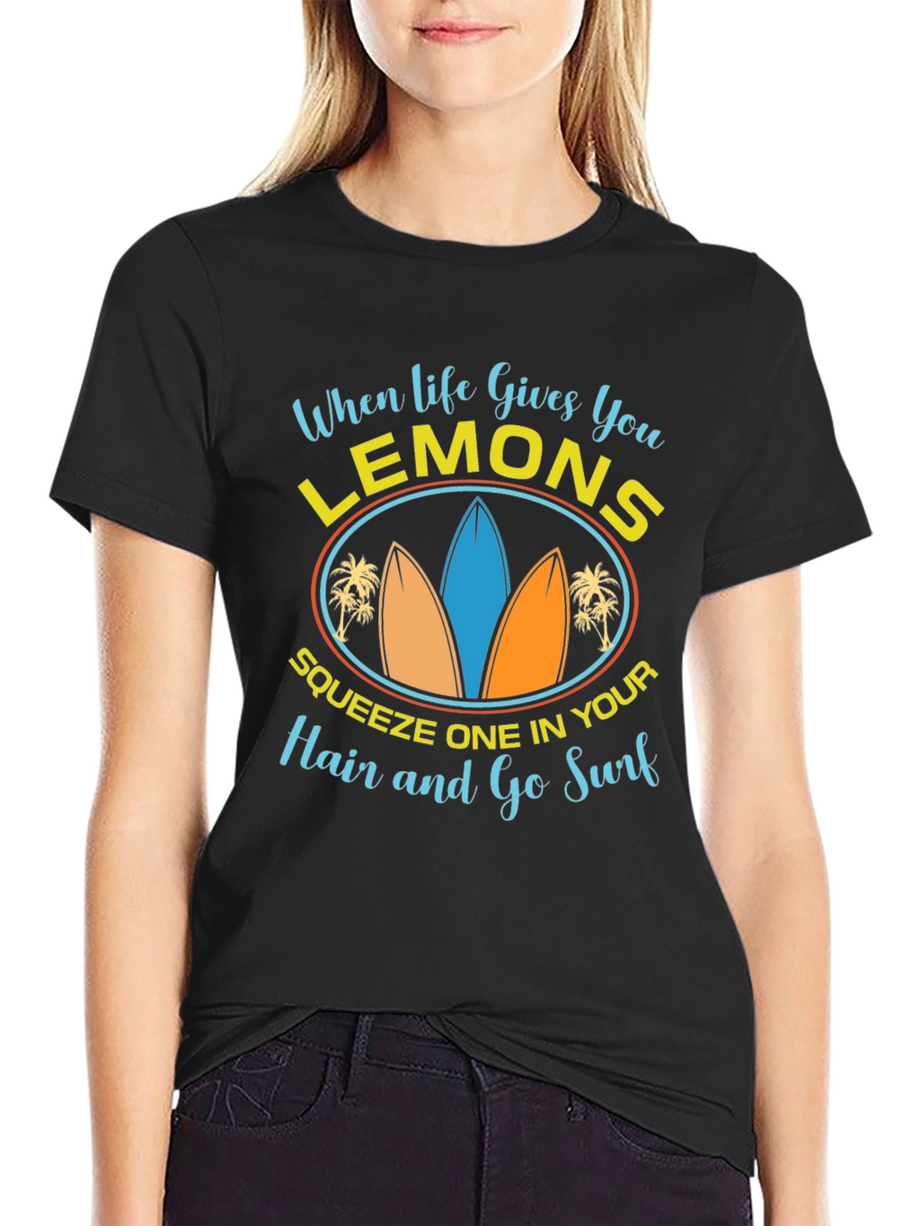 Lemons & Surfboards Graphic Tee - Relaxed Beach Style
