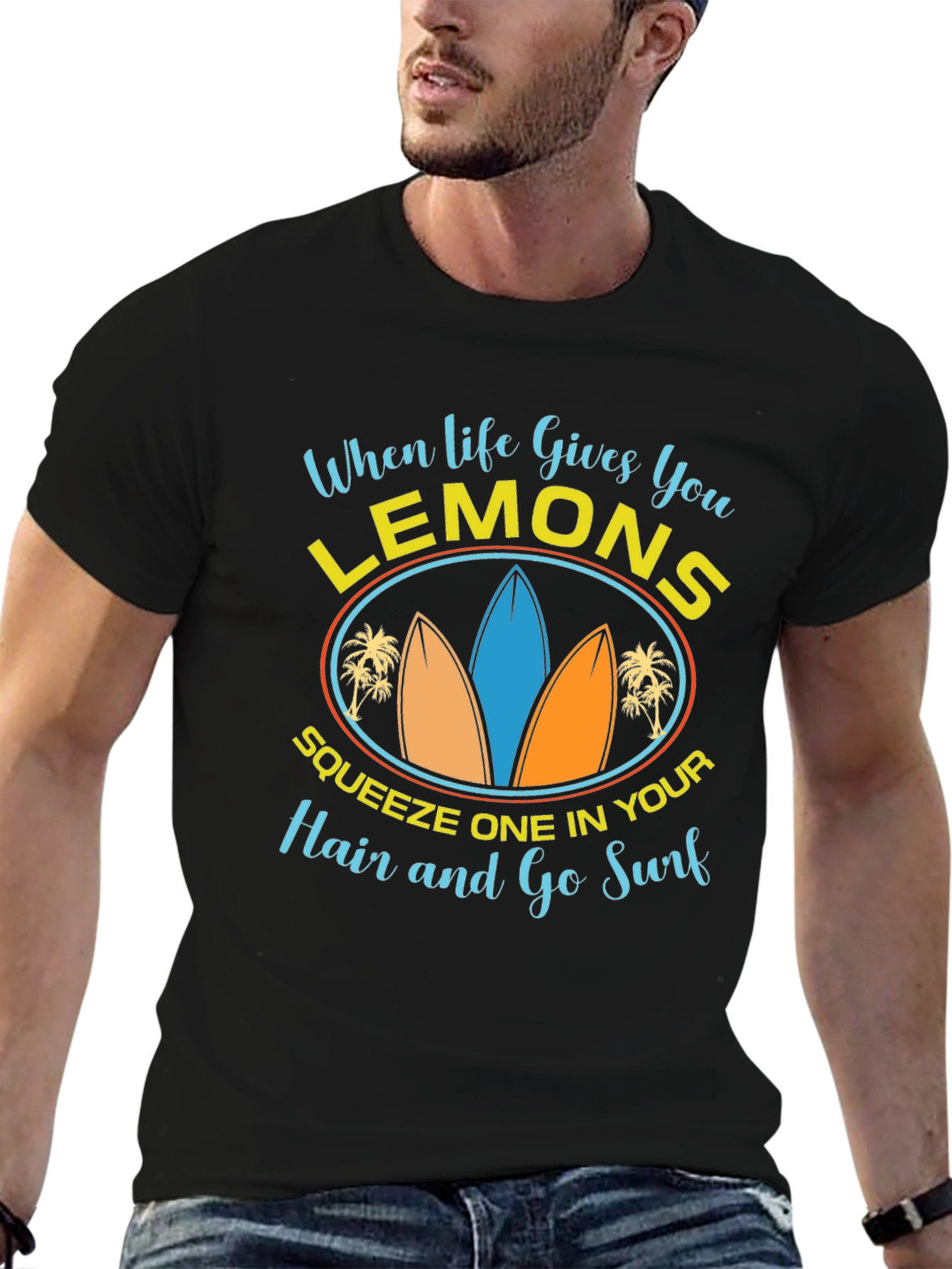 Lemons & Surfboards Graphic Tee - Relaxed Beach Style
