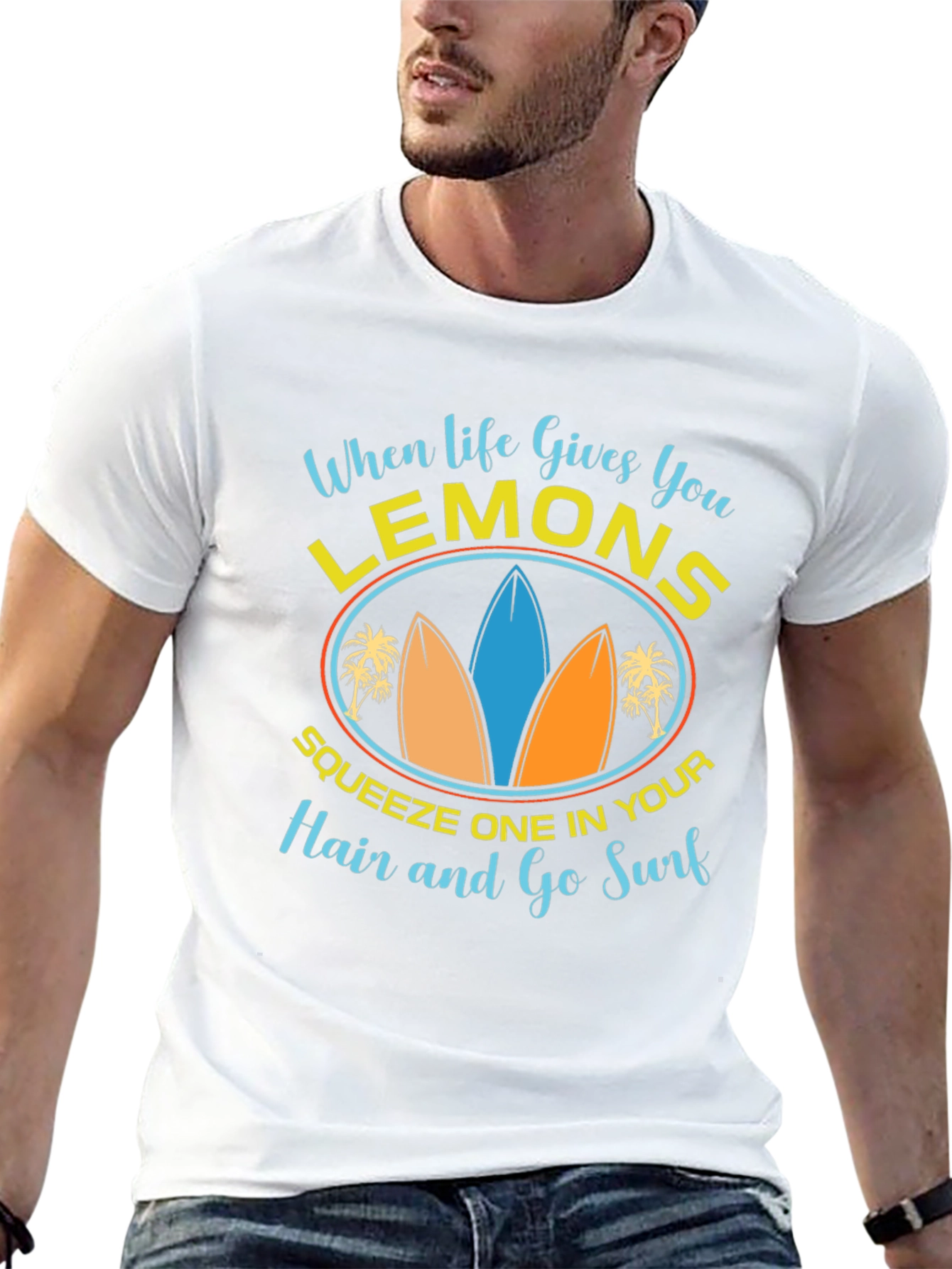 Lemons & Surfboards Graphic Tee - Relaxed Beach Style