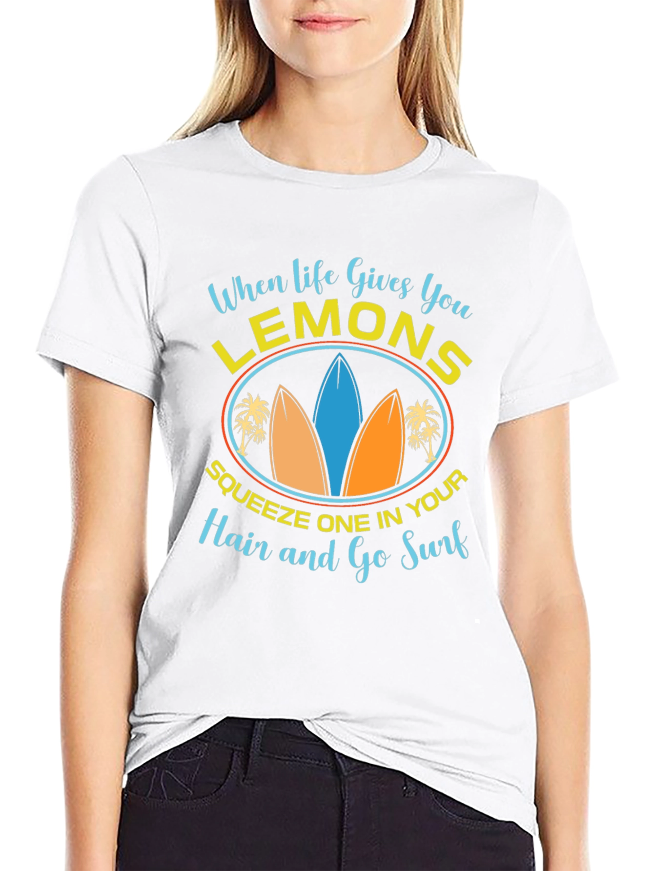 Lemons & Surfboards Graphic Tee - Relaxed Beach Style