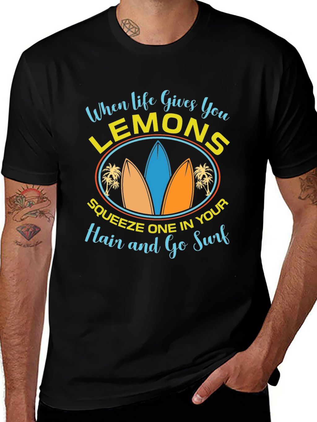 Lemons & Surfboards Graphic Tee - Relaxed Beach Style