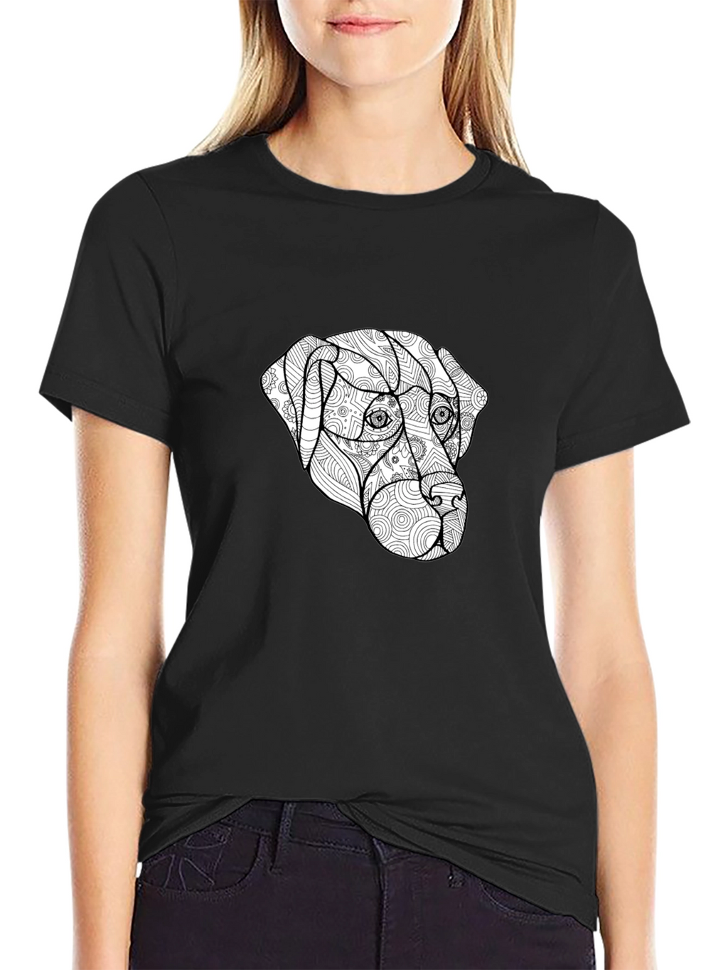 Dog Zentangle T-Shirt - Black