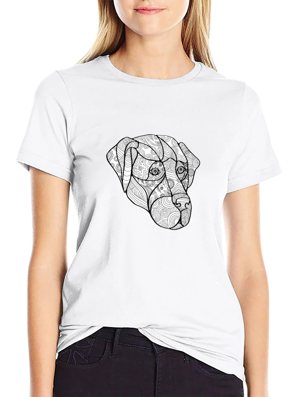 Dog Zentangle T-Shirt - Black