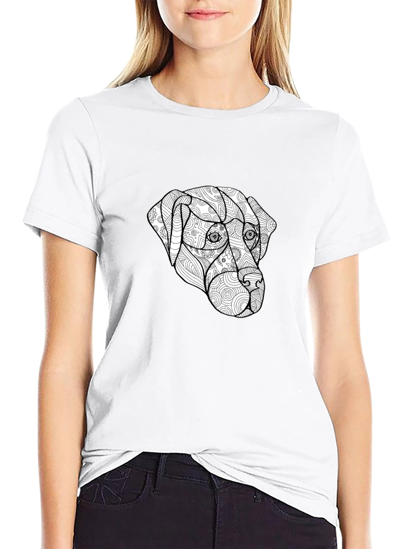 Dog Zentangle T-Shirt - Black