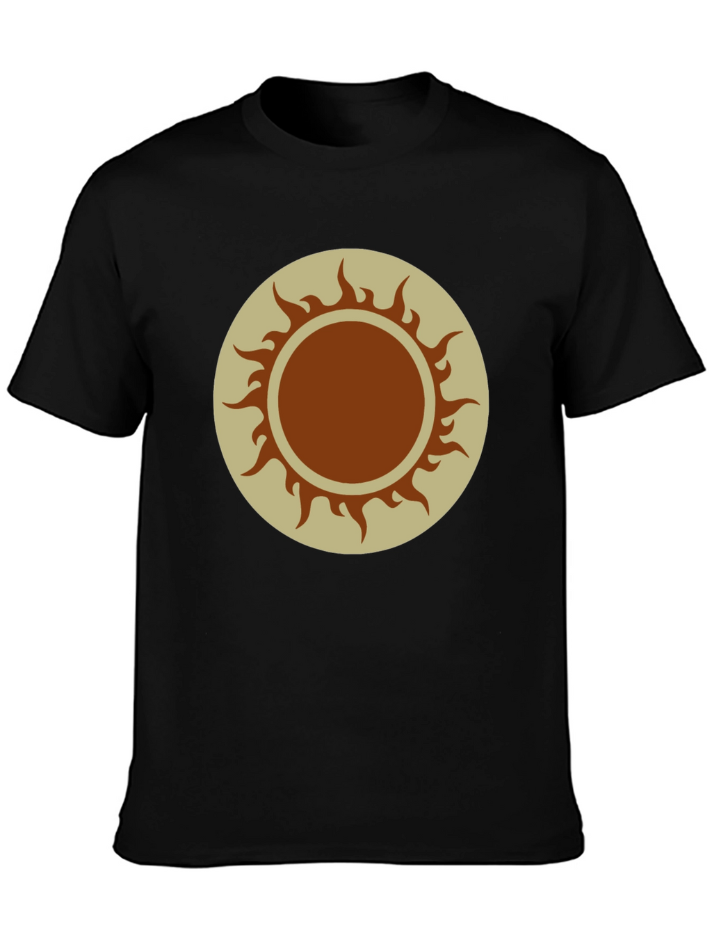 Sun Symbol Graphic Tee - Black Cotton Blend Shirt