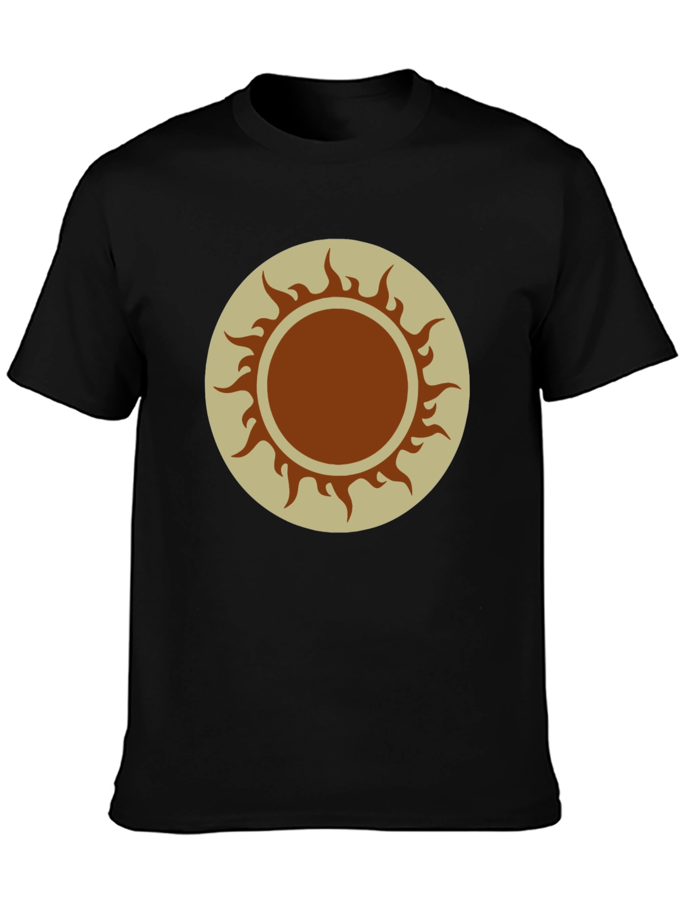 Sun Symbol Graphic Tee - Black Cotton Blend Shirt