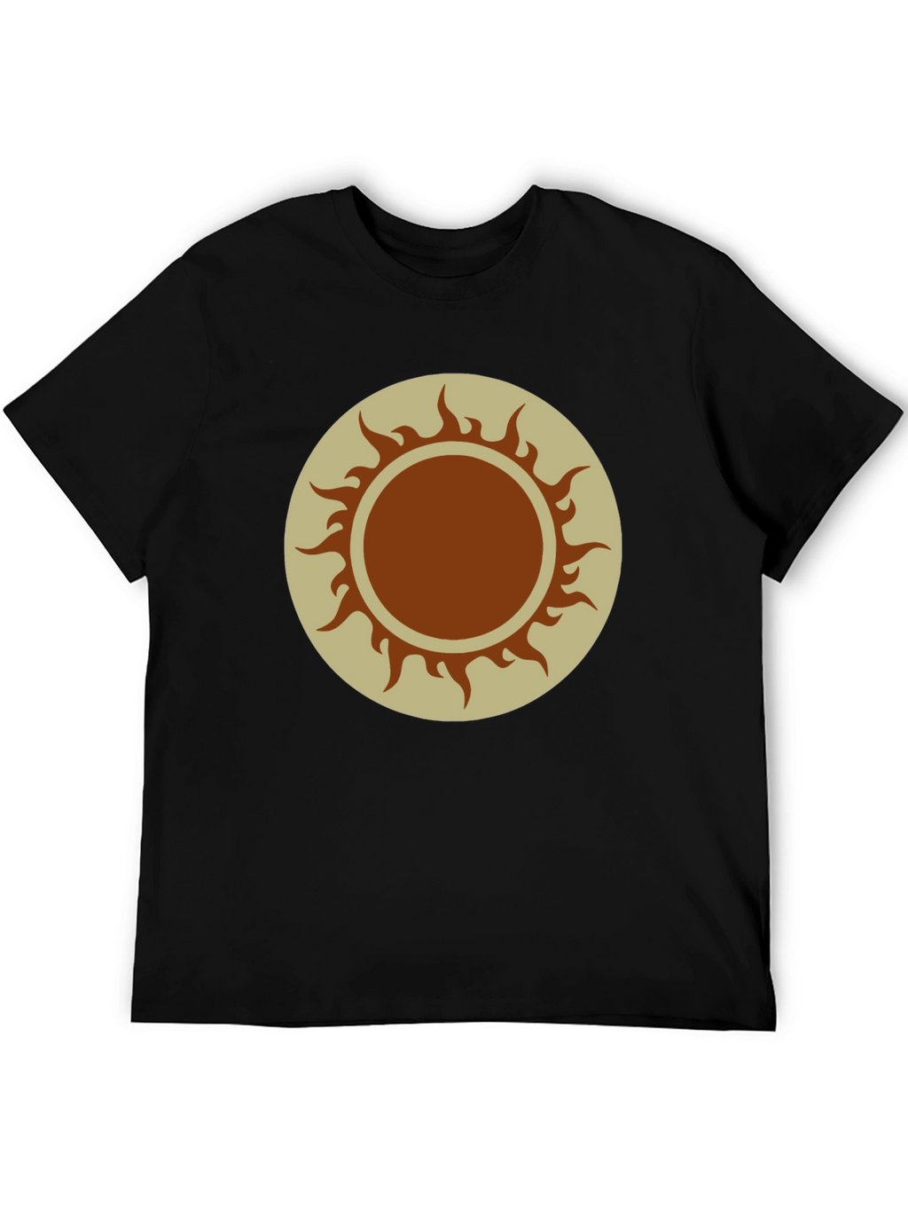 Sun Symbol Graphic Tee - Black Cotton Blend Shirt