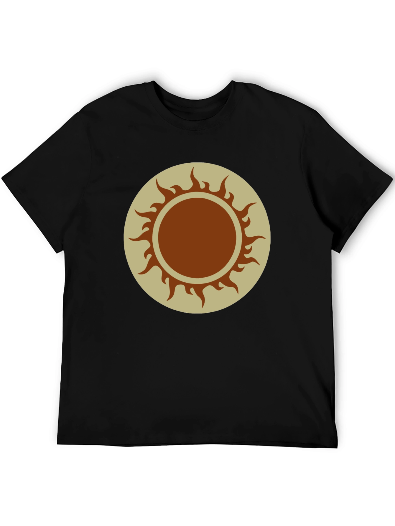 Sun Symbol Graphic Tee - Black Cotton Blend Shirt
