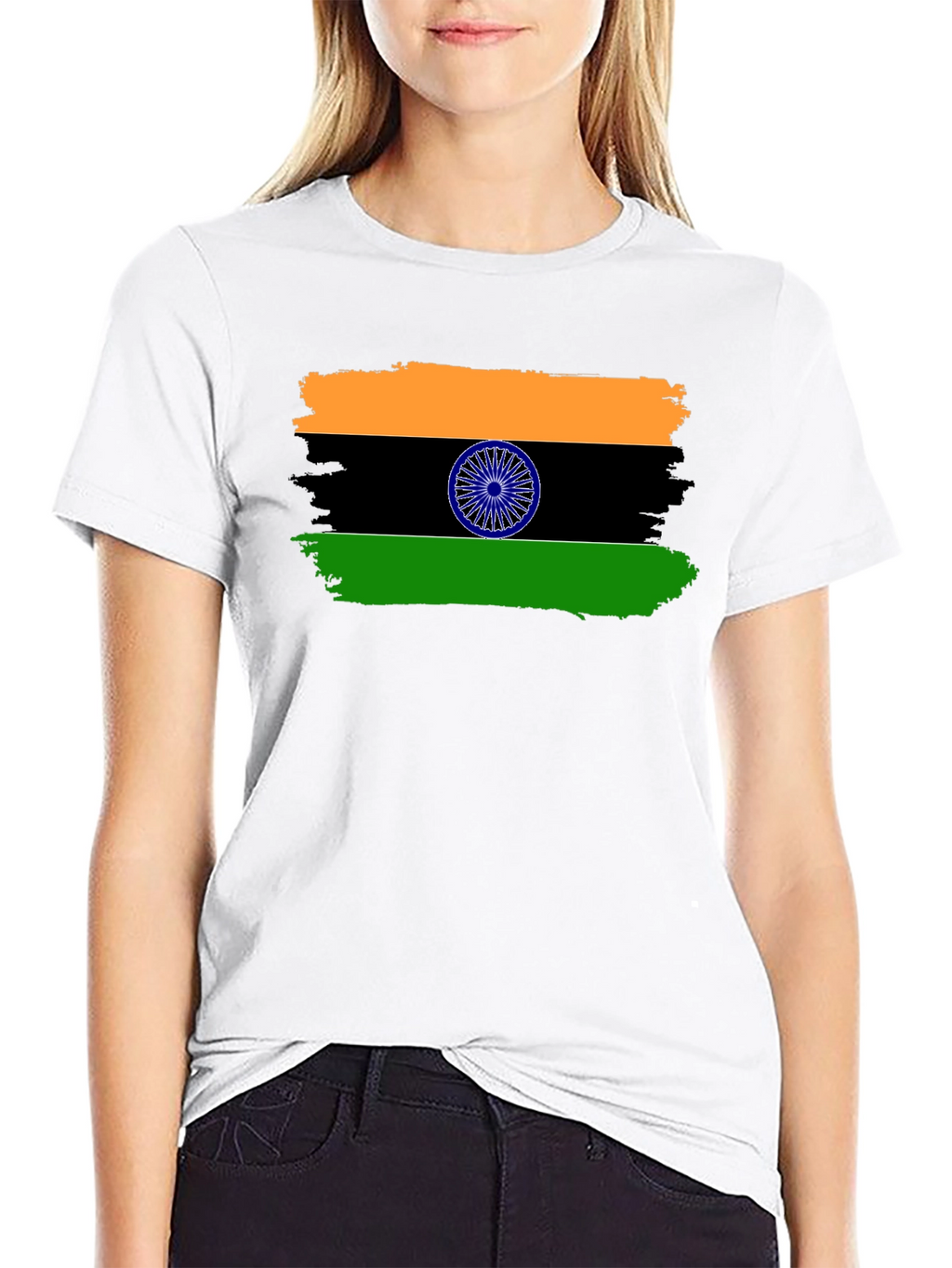 India Flag Graphic Print Black T-Shirt
