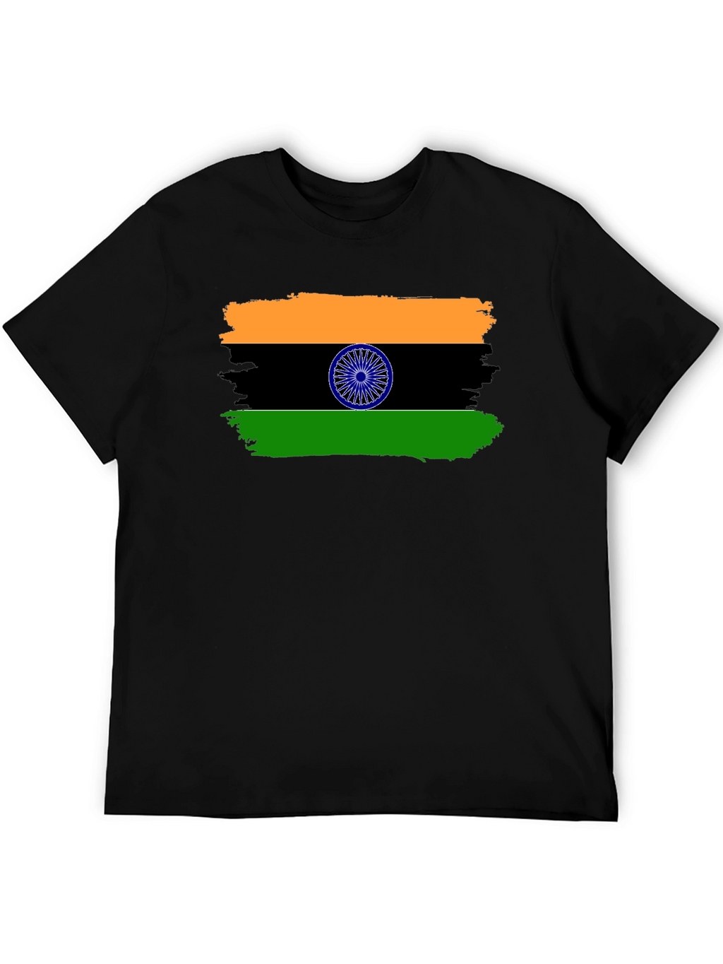 India Flag Graphic Print Black T-Shirt