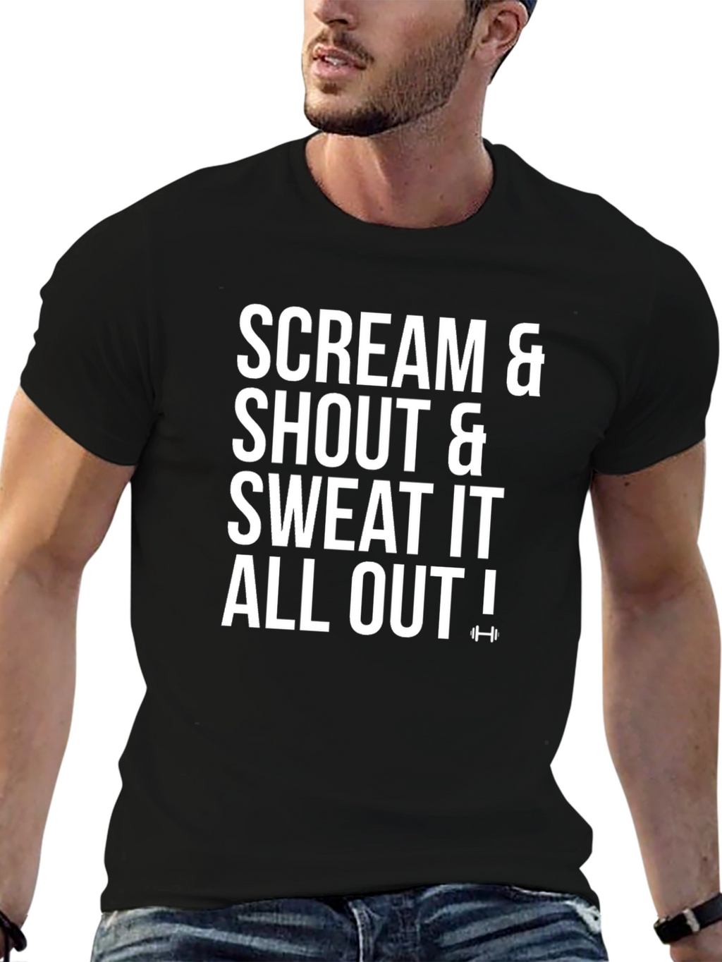 Scream Shout Sweat Out Black Graphic T-Shirt