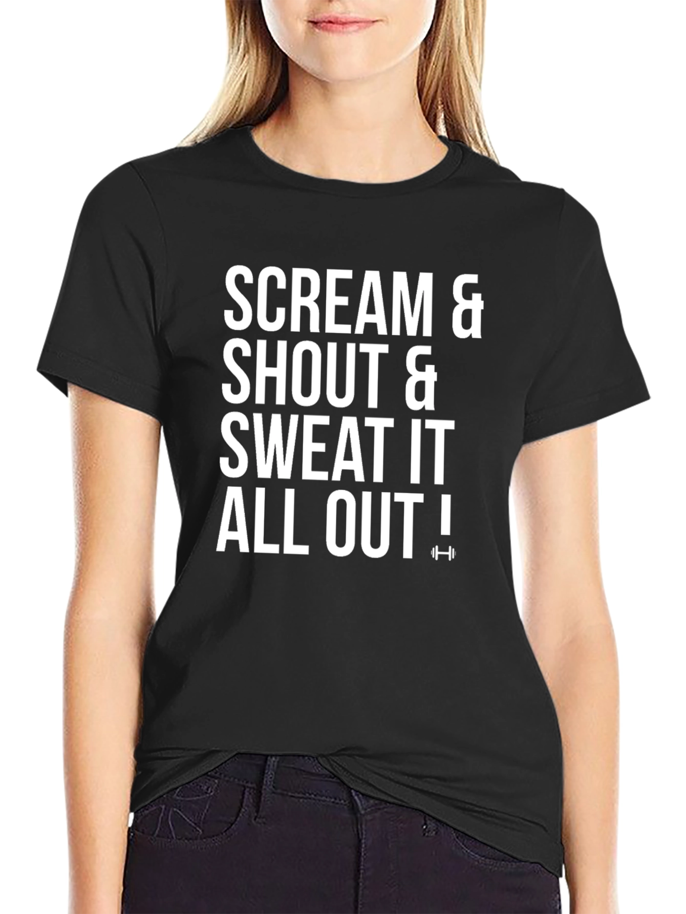 Scream Shout Sweat Out Black Graphic T-Shirt