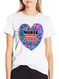 Retired Nurse Tie-Dye Heart Graphic T-Shirt