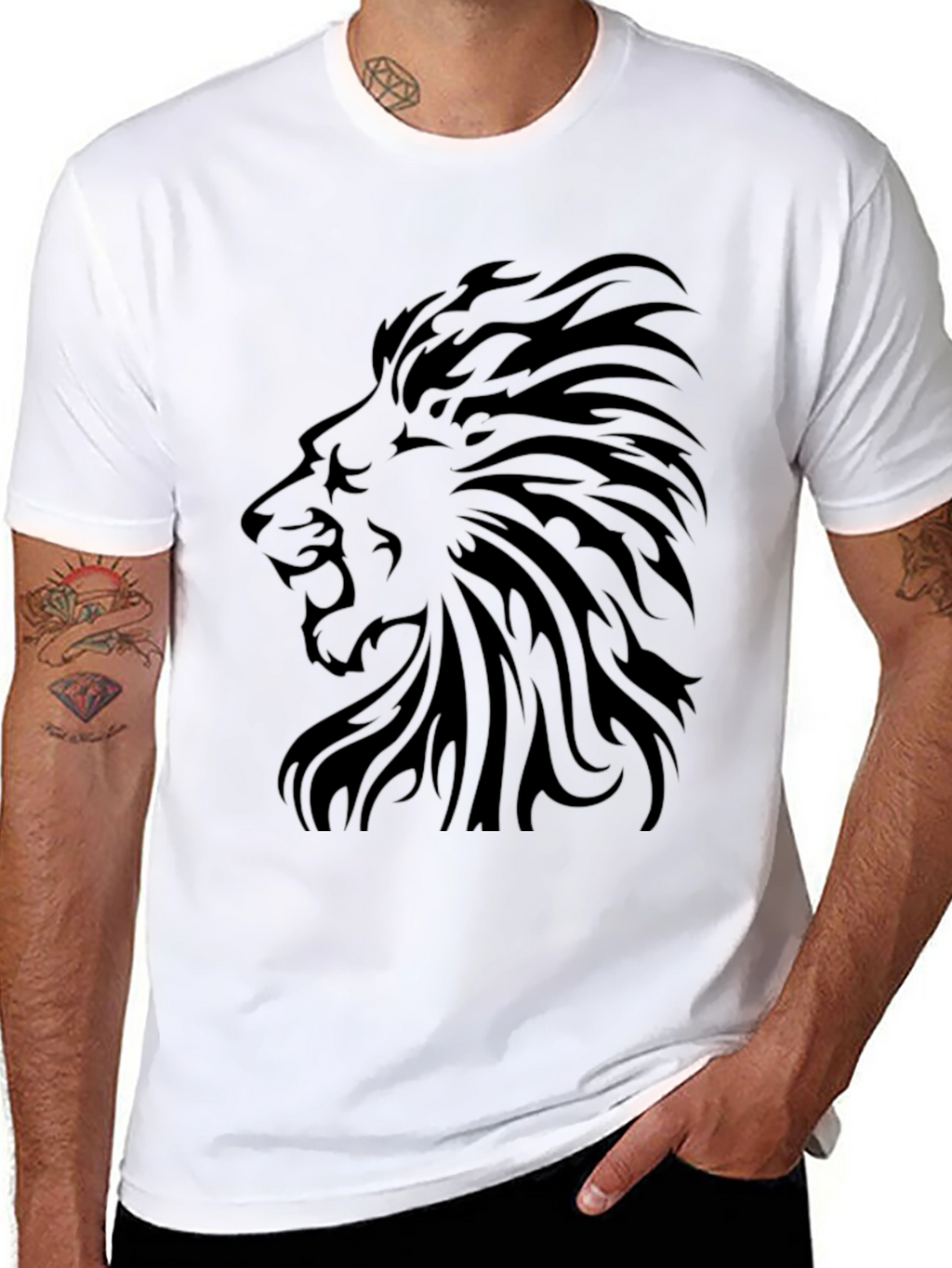 Lion Head Graphic Tee - Black