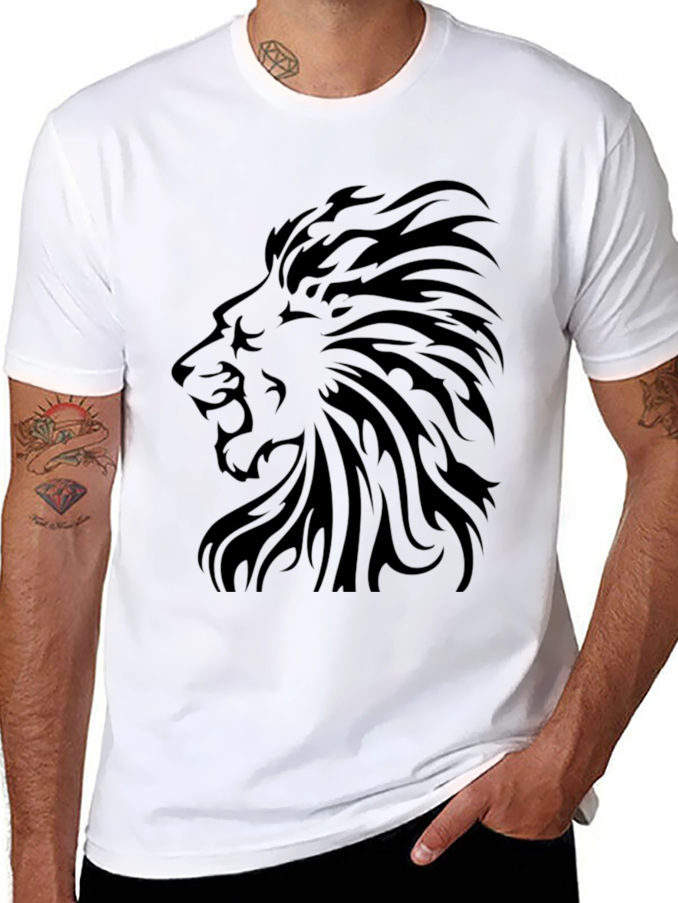 Lion Head Graphic Tee - Black