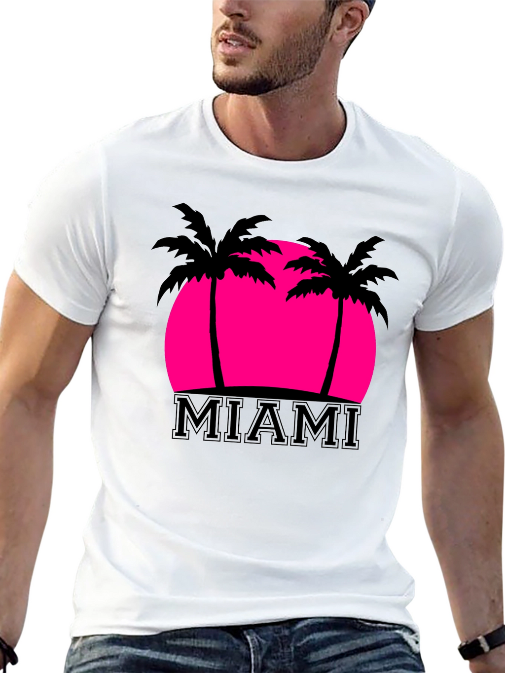 Miami Palm Sunset Graphic Tee