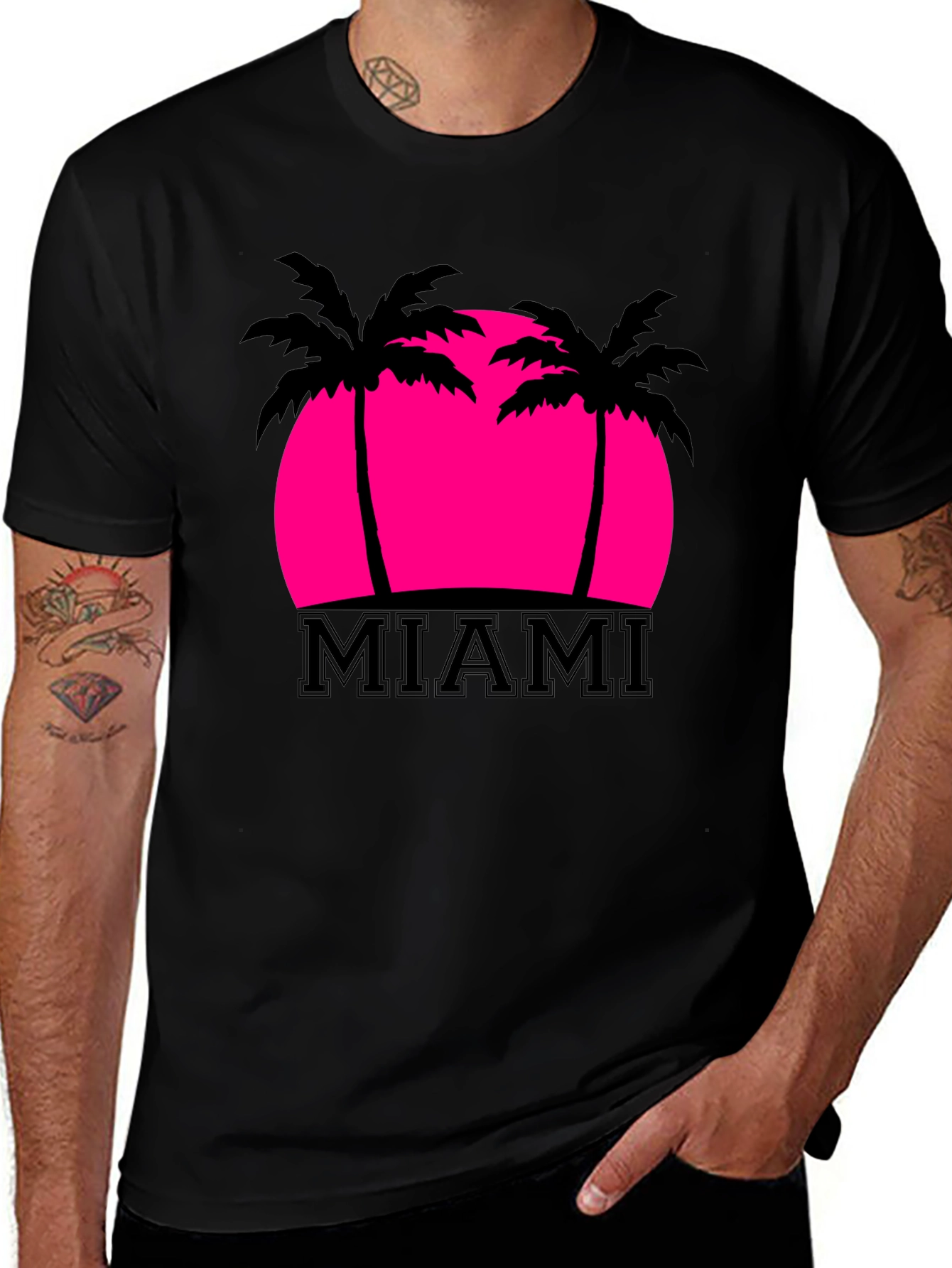Miami Palm Sunset Graphic Tee