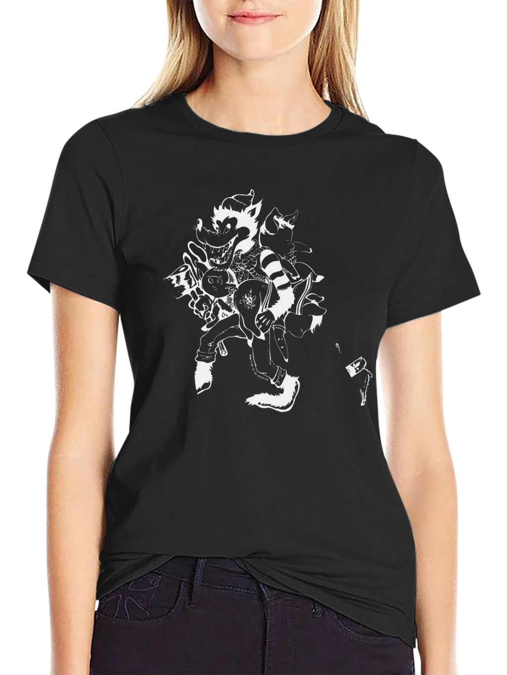 Cartoon Character Black T-Shirt