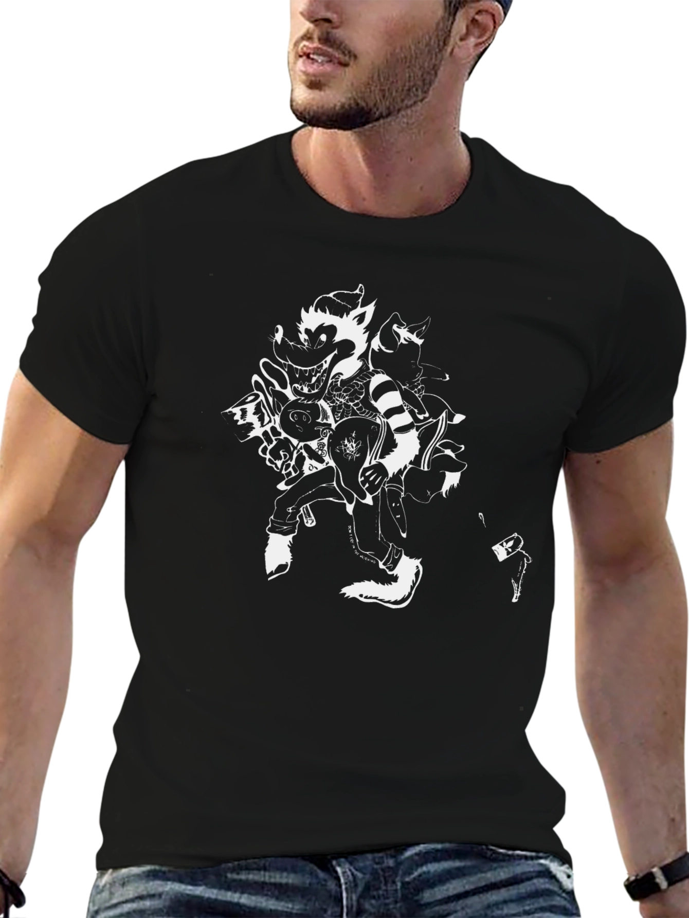 Cartoon Character Black T-Shirt