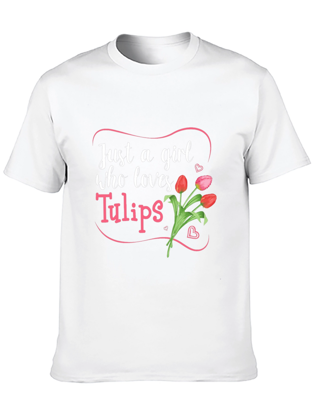 Just a Girl Who Loves Tulips Black T-Shirt