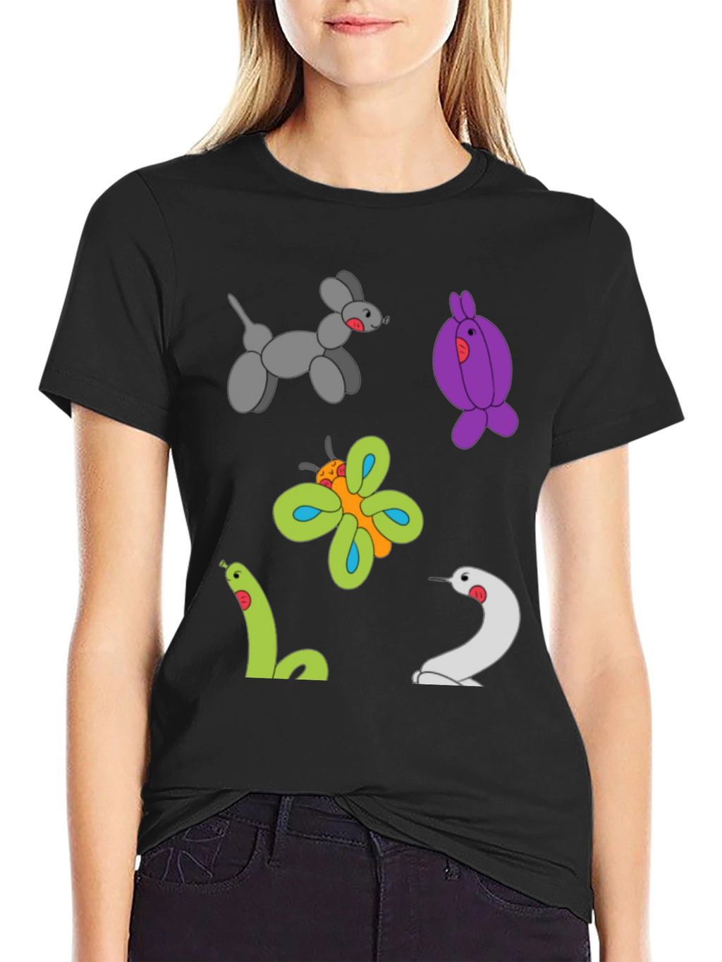 Balloon Animal Print Black T-Shirt