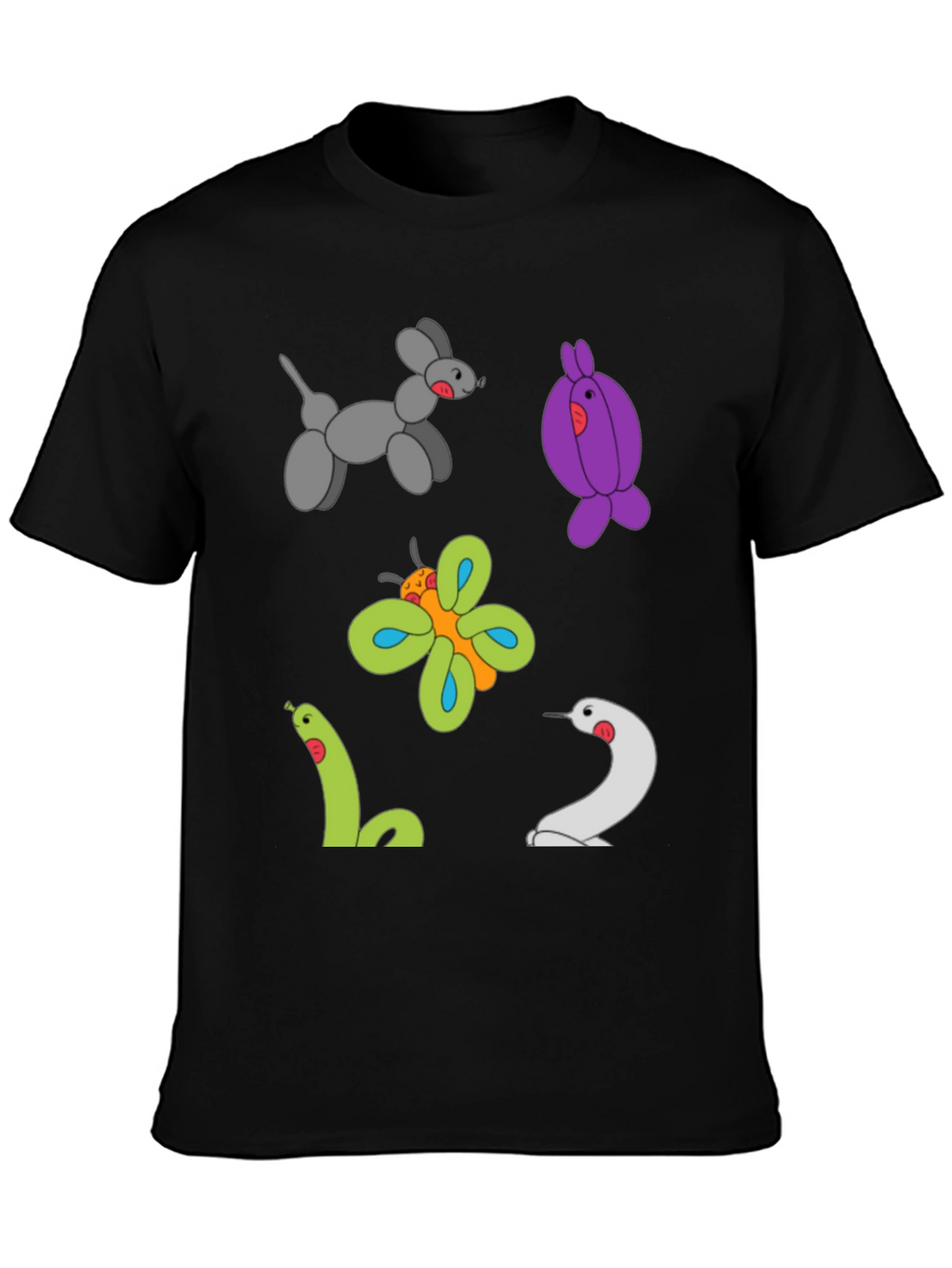 Balloon Animal Print Black T-Shirt