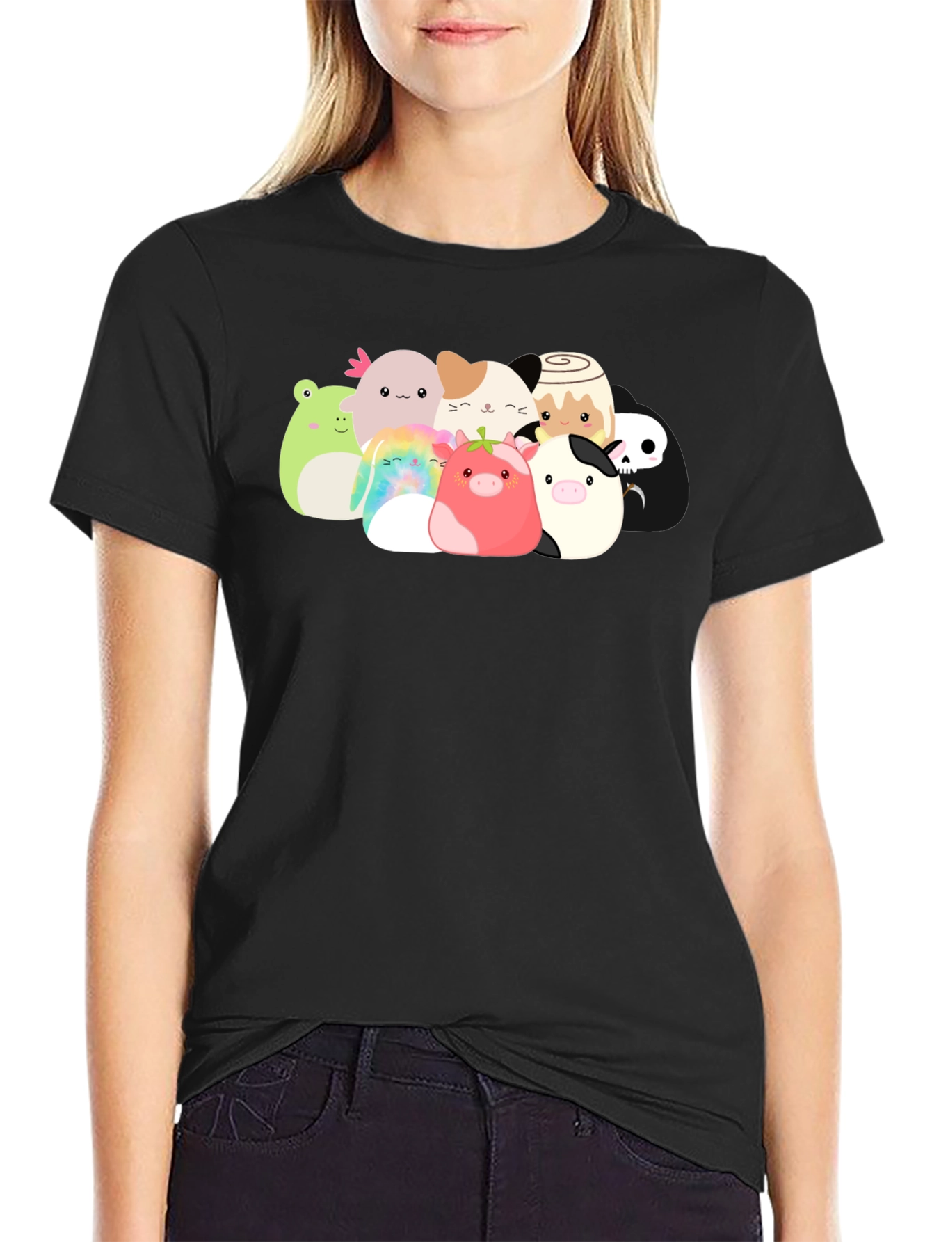 Cute Squishmallow Graphic Black Tee