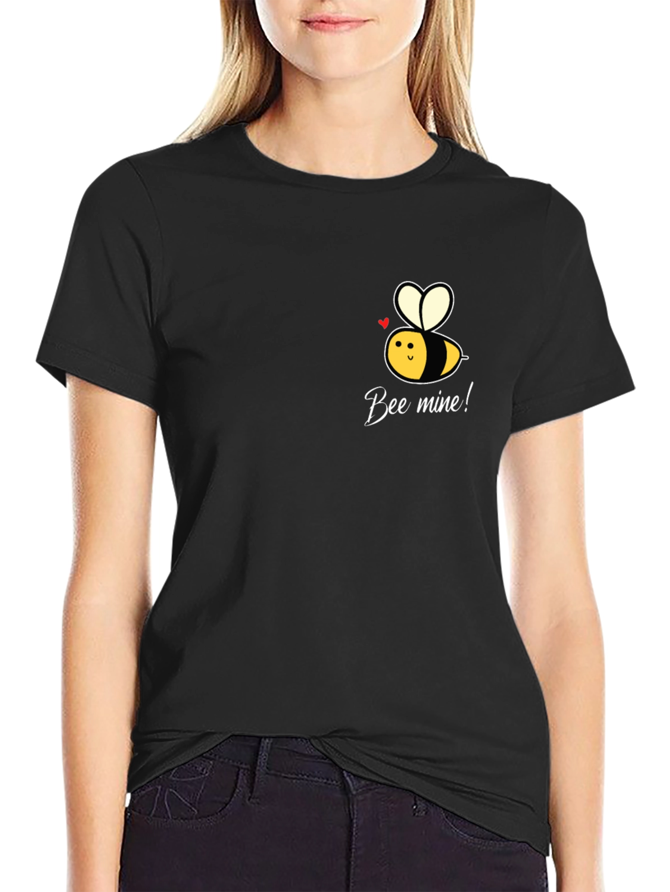 Bee Mine! Black Graphic Tee - Mens Short Sleeve Crew Neck