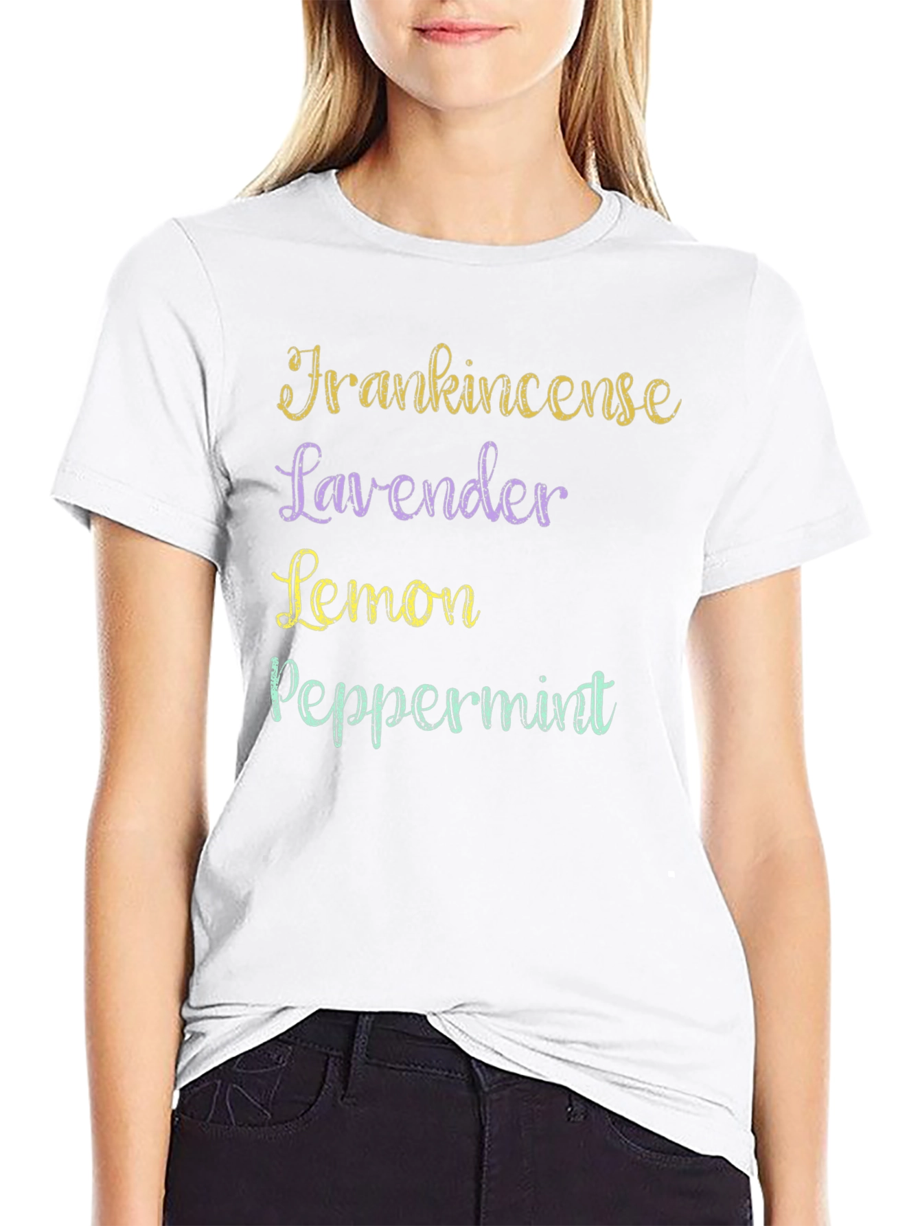 Essential Oils T-Shirt: Frankincense Lavender Lemon Peppermint