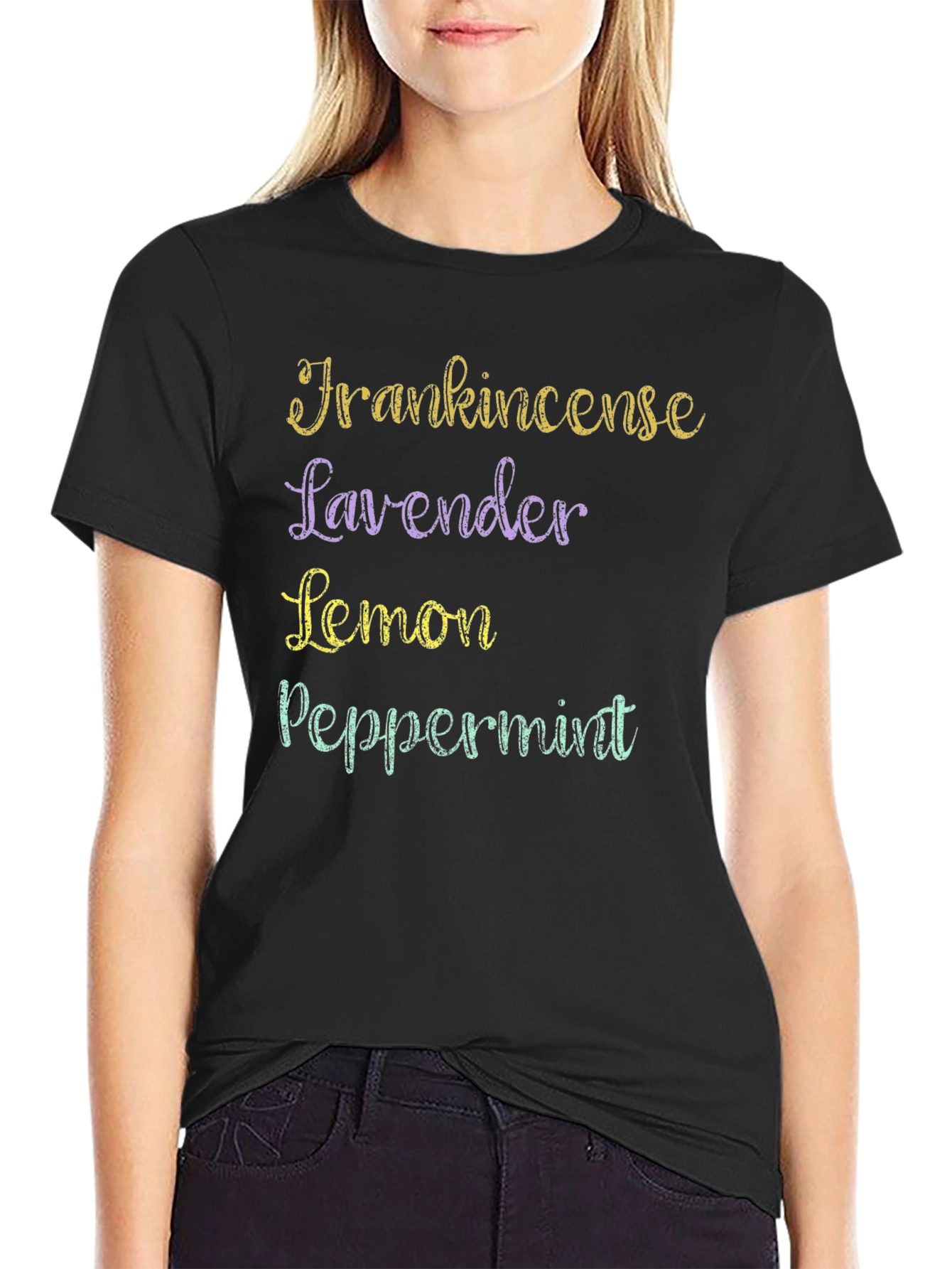 Essential Oils T-Shirt: Frankincense Lavender Lemon Peppermint