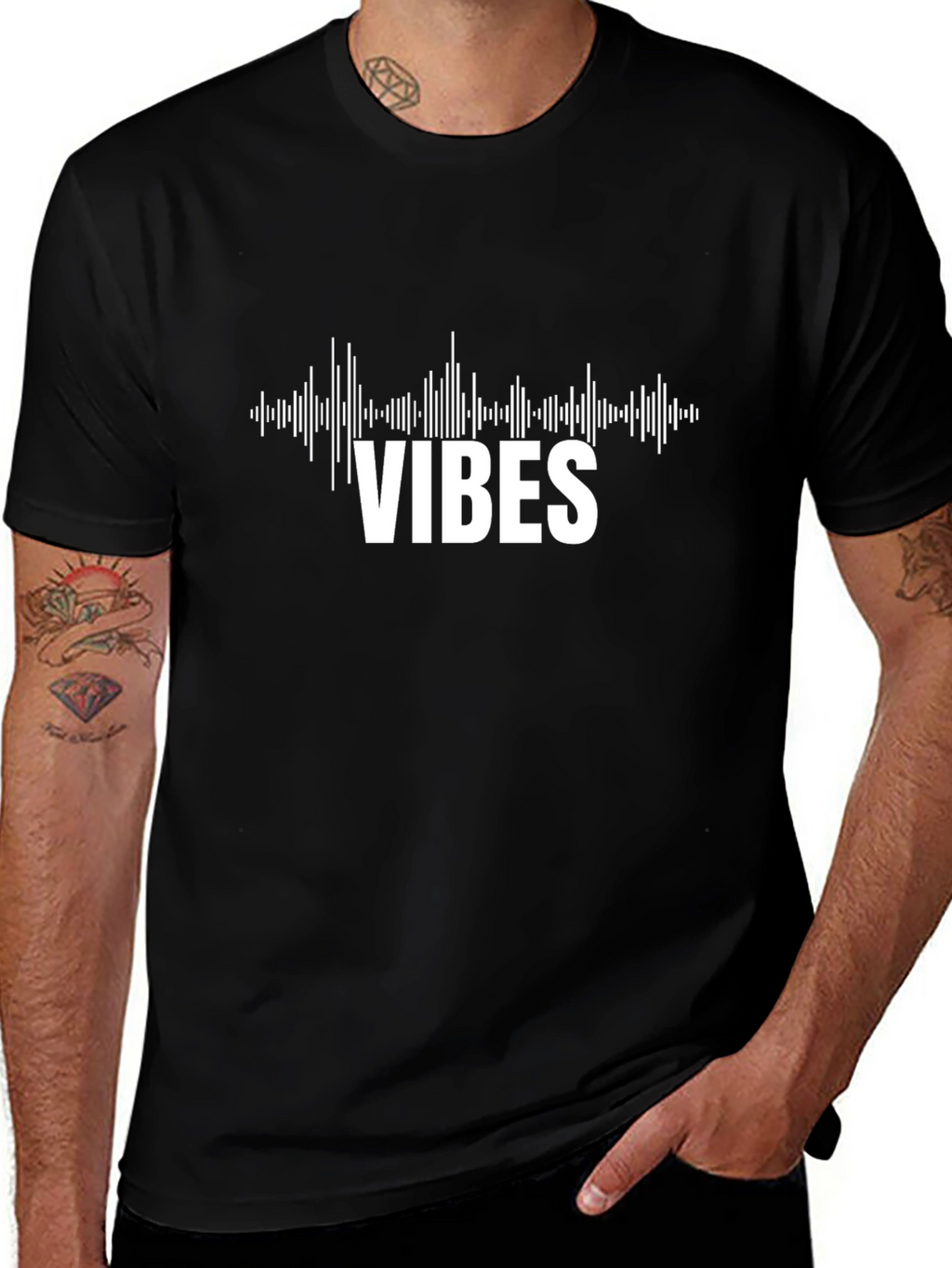 Vibes Graphic T-Shirt - Black Cotton Tee