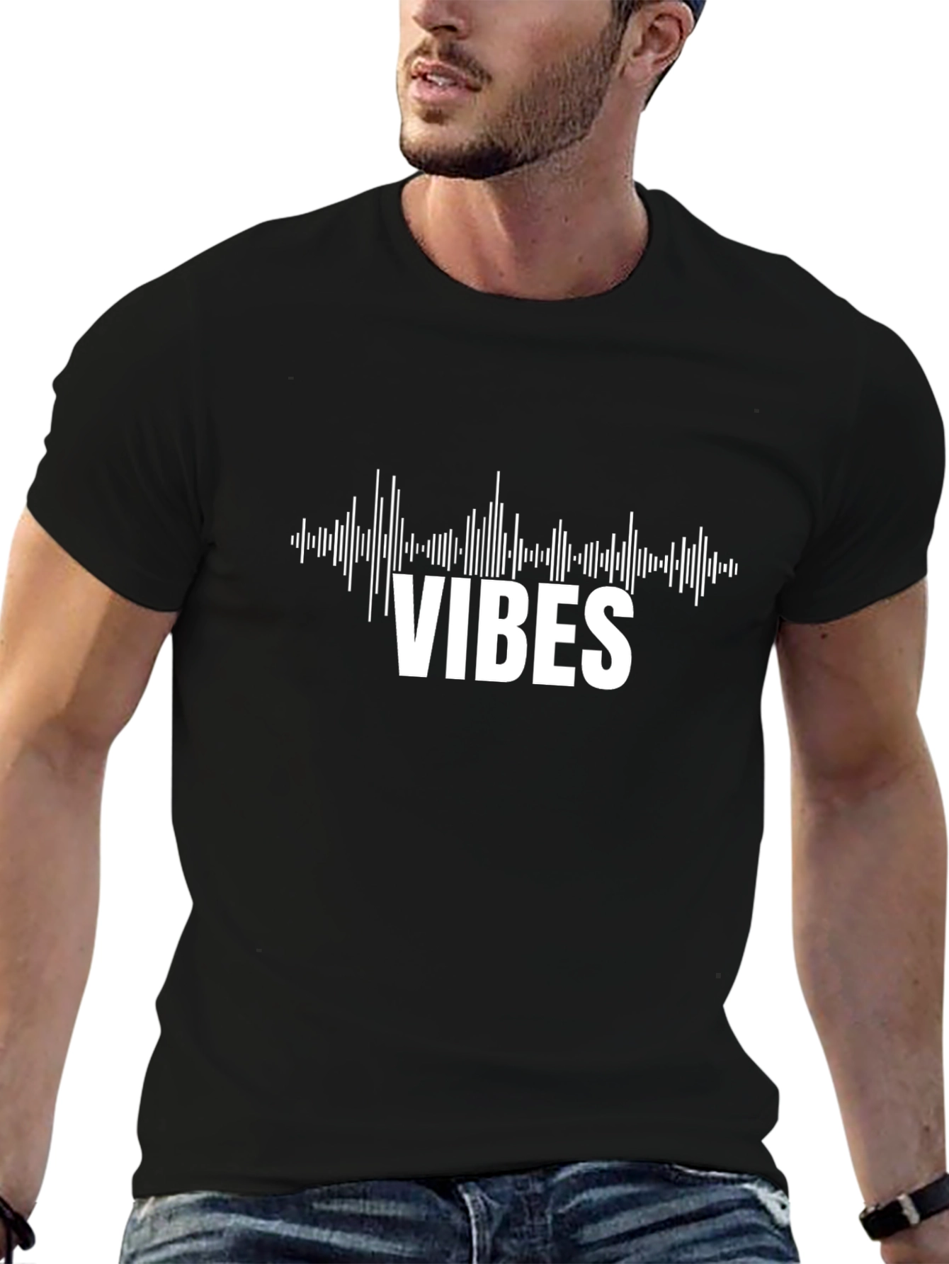 Vibes Graphic T-Shirt - Black Cotton Tee
