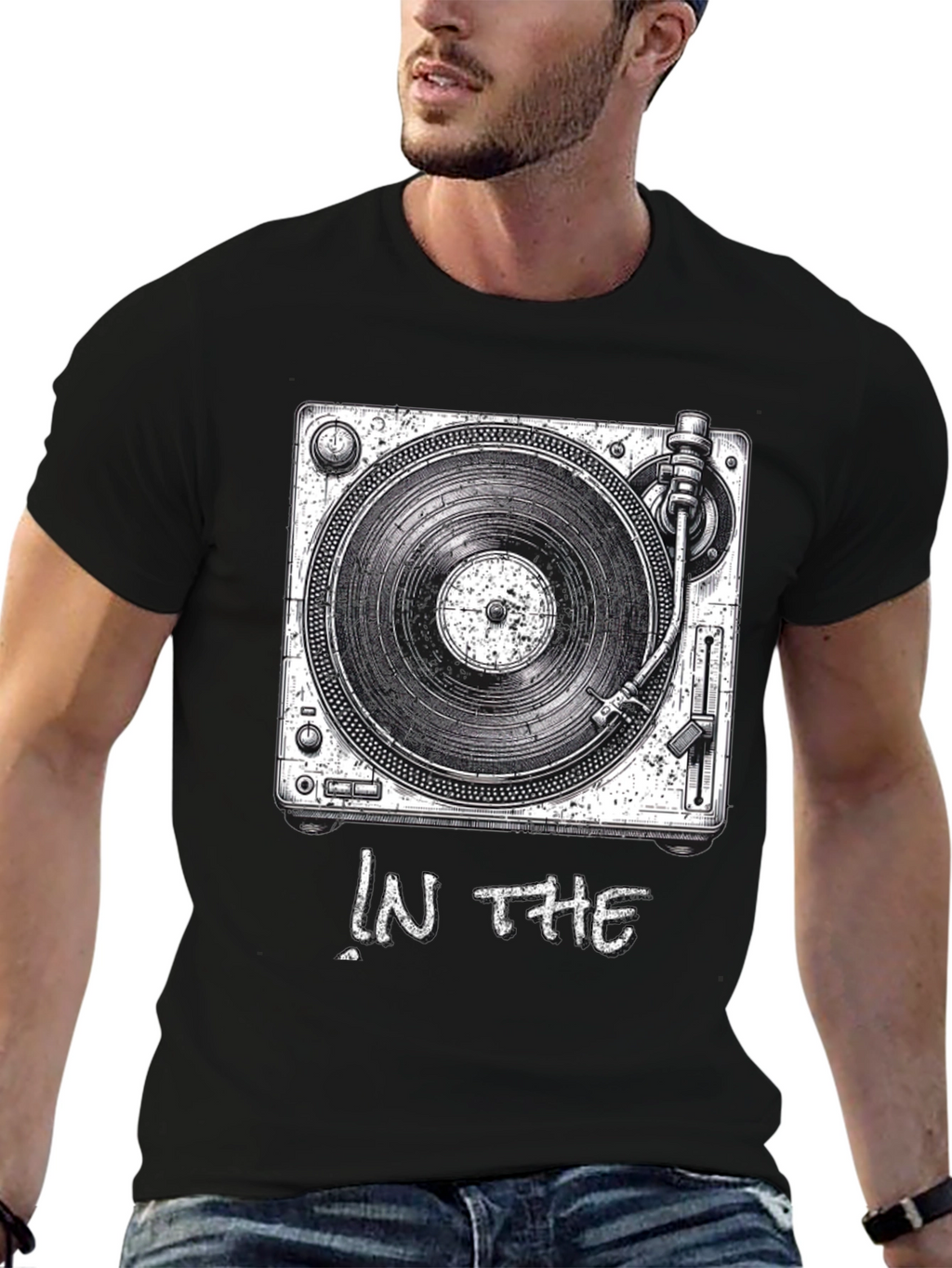 DJ Turntable Graphic T-Shirt - Black