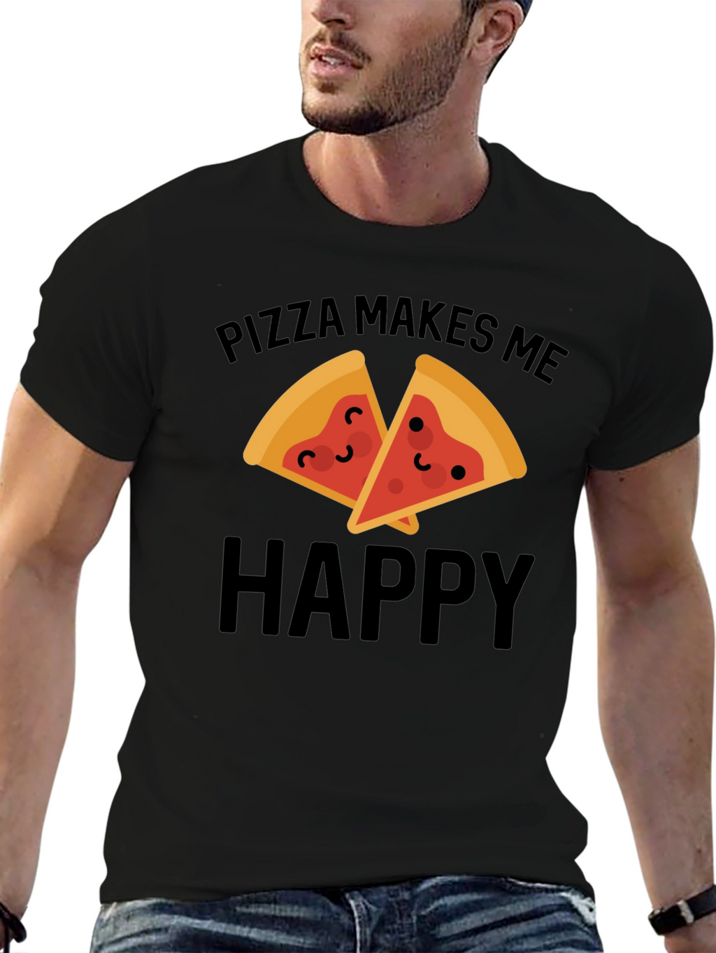 Pizza Makes Me Happy Graphic Tee