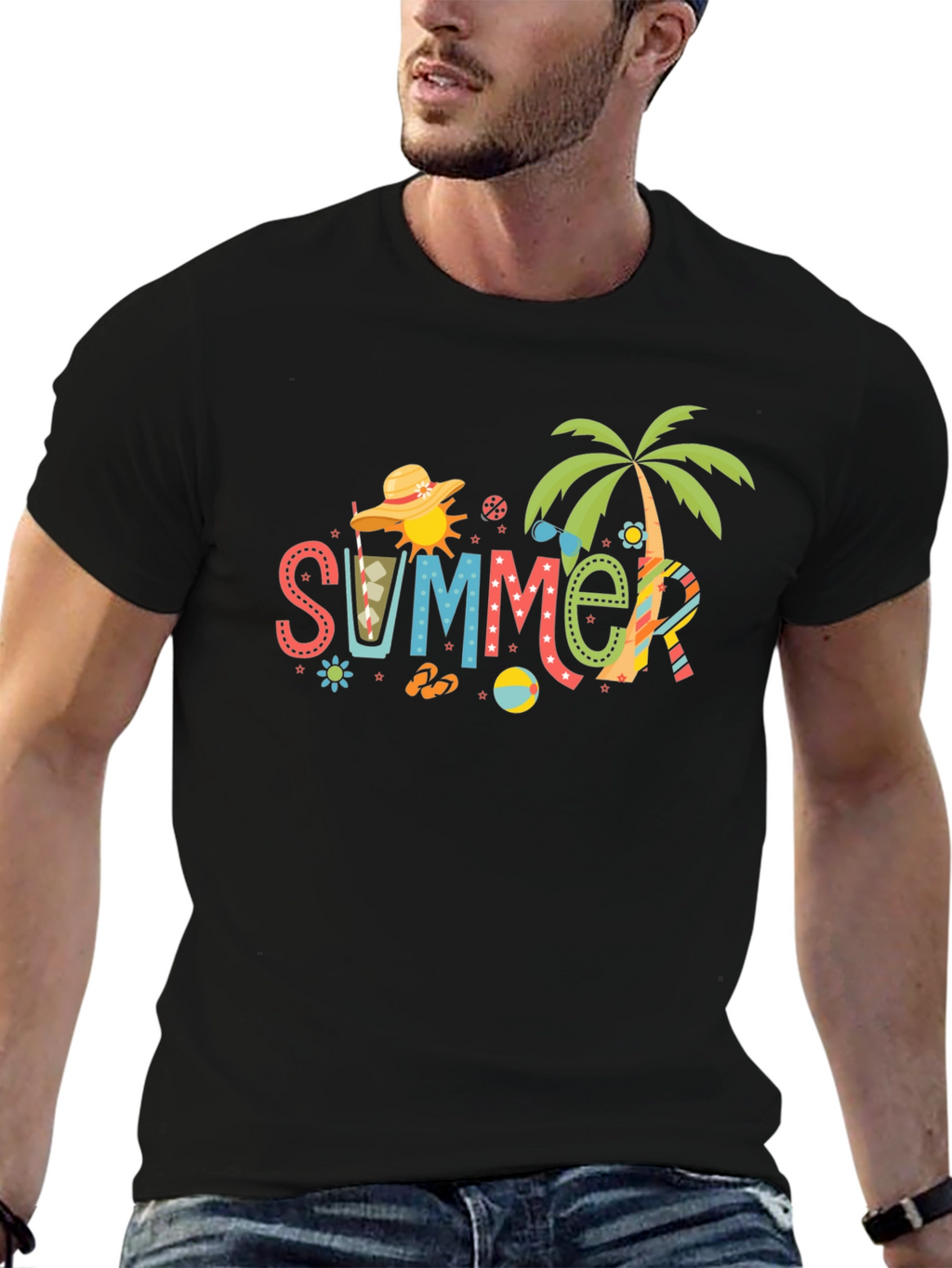 Summer Fun Black T-Shirt