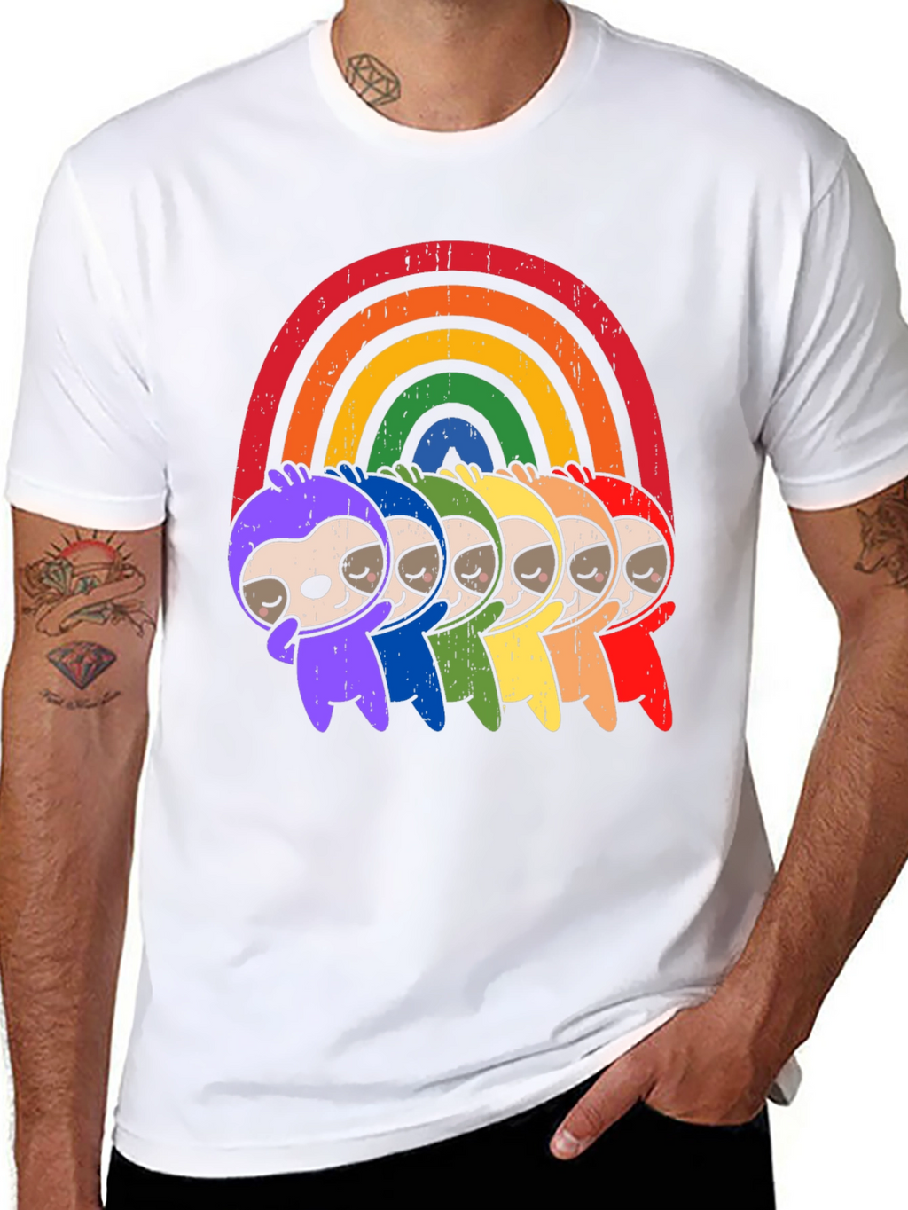 Rainbow Sloth T-Shirt - Pride Cute Graphic Tee