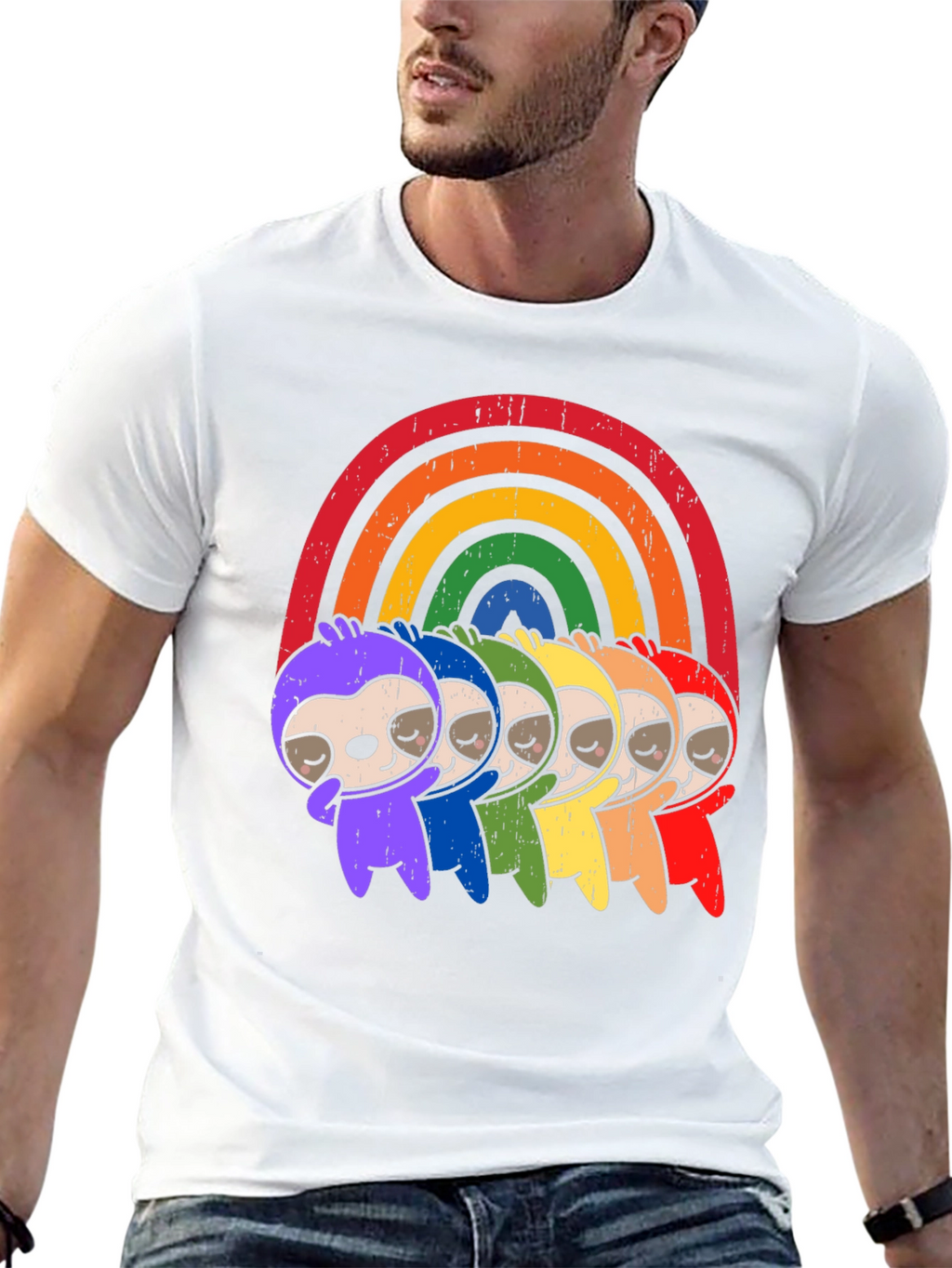 Rainbow Sloth T-Shirt - Pride Cute Graphic Tee
