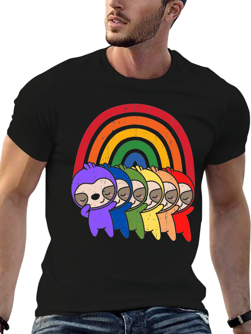 Rainbow Sloth T-Shirt - Pride Cute Graphic Tee